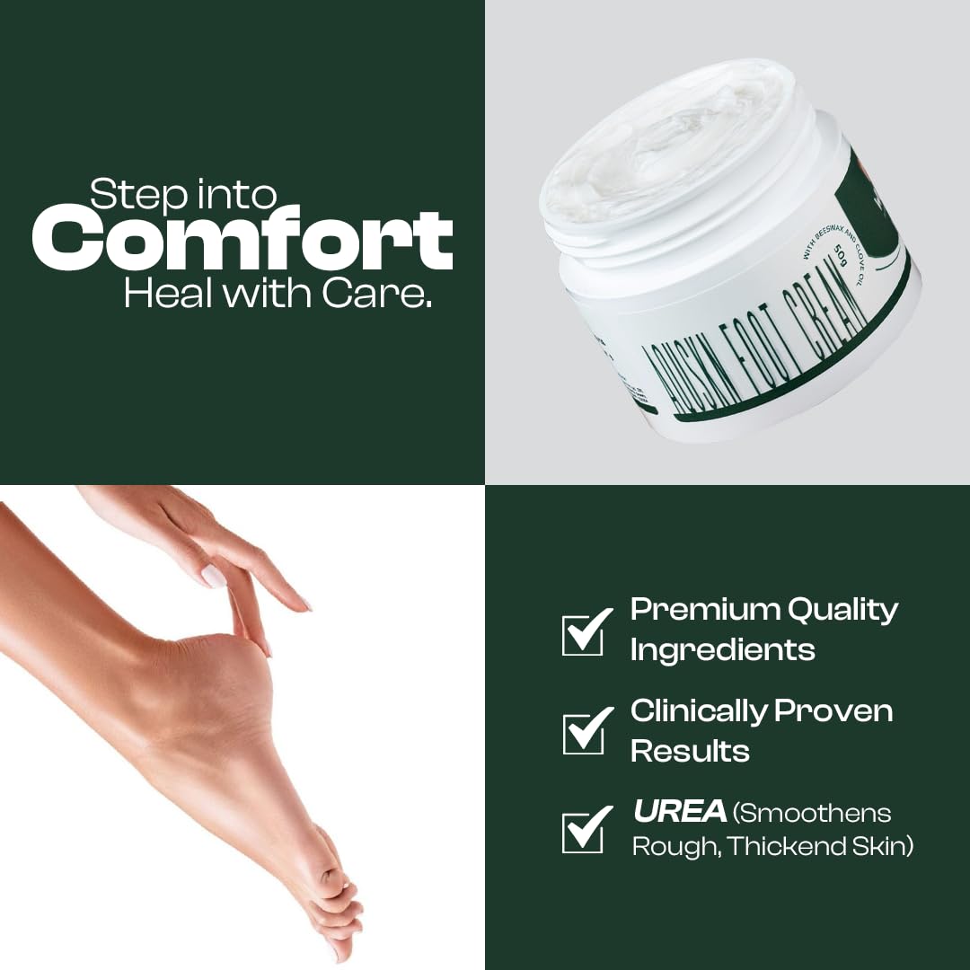 Wuba Aquskn Foot Cream for Dry & Cracked Feet – 50gm Cracked Heel Repair Cream with Urea, Diabetic Foot Care, Moisturizing & Soothing Treatment – Paraben & Mineral Oil Free – Visible Results in 7 Days – Perfect for Daily Foot Care, Cracked Heel Treatment & Diabetic Skin Relief