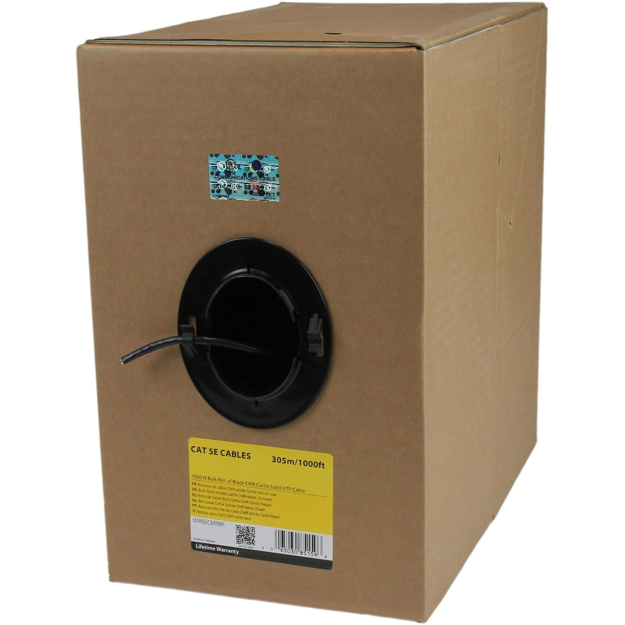 StarTech.com 1000 ft Bulk Roll Black CMR Cat5e Solid UTP Riser Ethernet Cable - 24 AWG (WIR5ECMRBK) - Ideal for Office Networking, Home Internet Setup, and Commercial Building Wiring