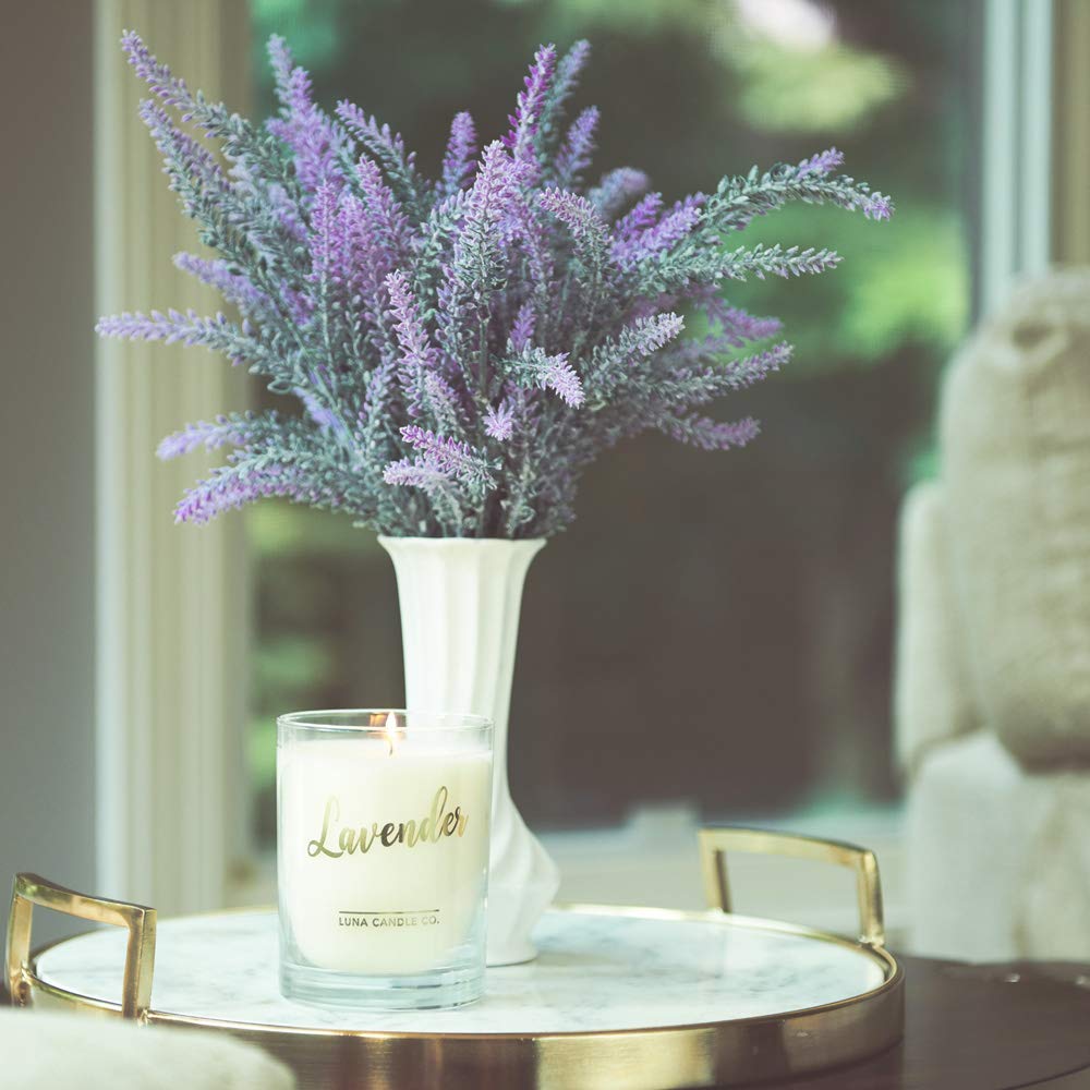 Premium Soy Wax Lavender Scented Candle - 11oz Glass Jar, 110 Hours Burn Time, Low Smoke, Handmade in USA | Aromatherapy, Stress Relief & Home Decor for Bedroom, Bathroom, Yoga & Meditation Spaces