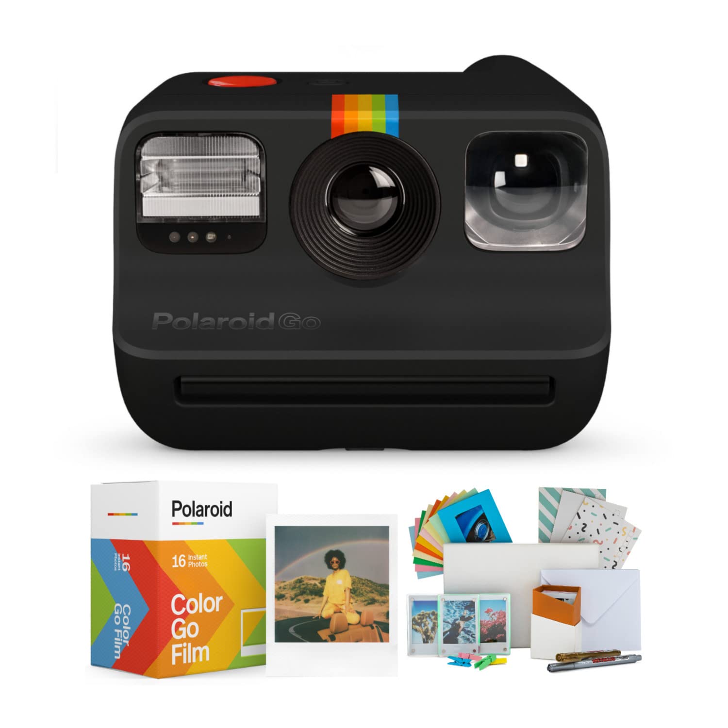 Polaroid Go Instant Mini Camera (Black) - Bundle with 2 Film Packs & PhotoBox Kit - Perfect for Travel, Parties & Instant Memories