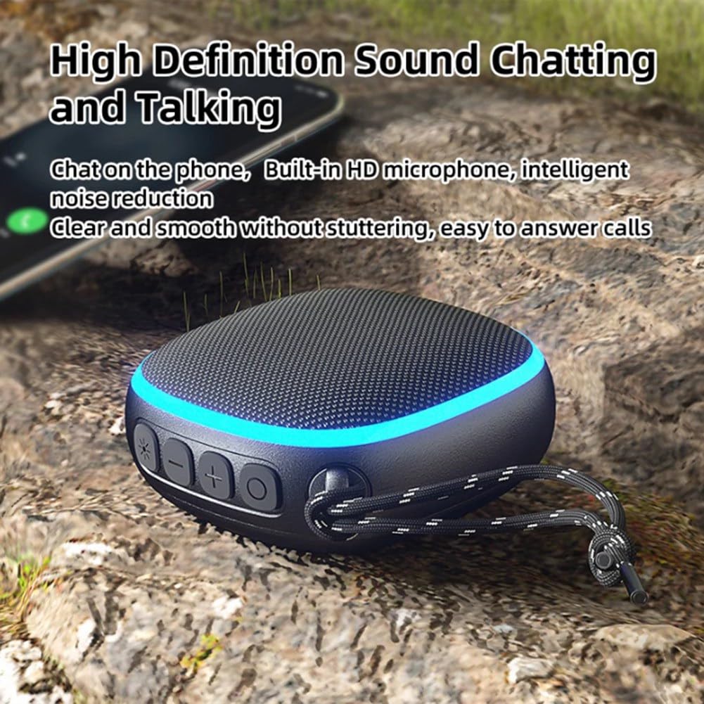 Louttary Portable Mini Bluetooth Speakers - Wireless Stereo Pair, Magnetic Dustproof Design with RGB Lights for Outdoor/Indoor Use - Perfect for Travel, Parties, and Home Entertainment (Black)