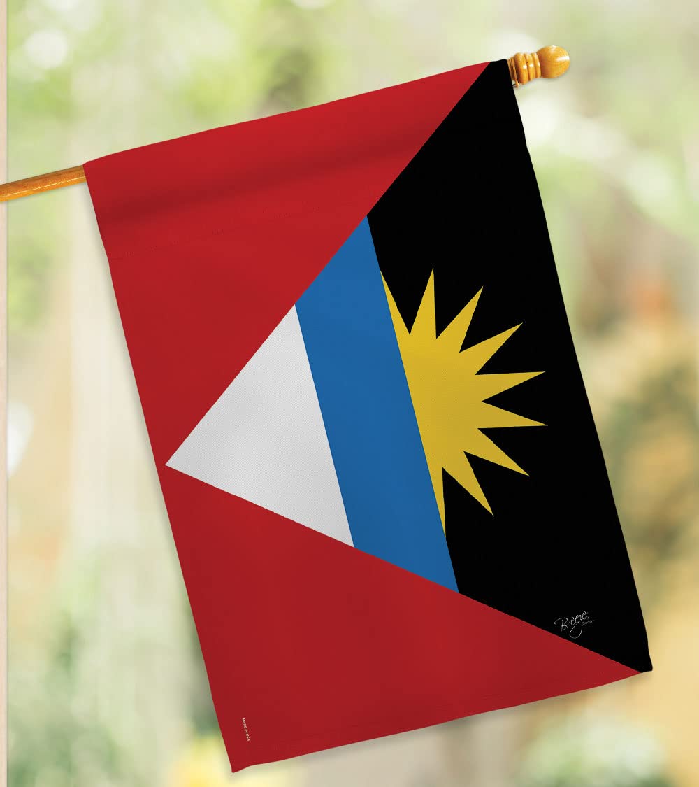Antigua & Barbuda Flag Set 28x40in w/Pole - Home & Garden Decor