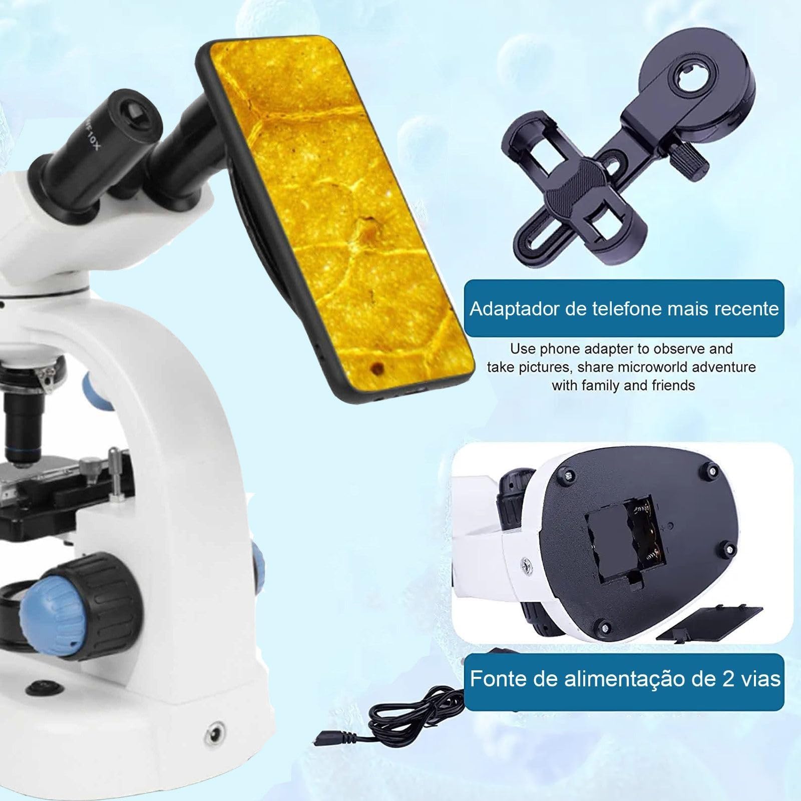 **Professional 30000x-70000x Portable Compound Trinocular Microscope Kit for Adults & Students – Includes E-Eyepiece, Storage Bag & Phone Stand – Perfect for Lab Research, Science Education & Home Learning (50000X Magnification)**    *(Ideal for Biology Studies, Classroom Experiments, Hobbyists & STEM Enthusiasts – Great Gift for Boys & Girls!)*