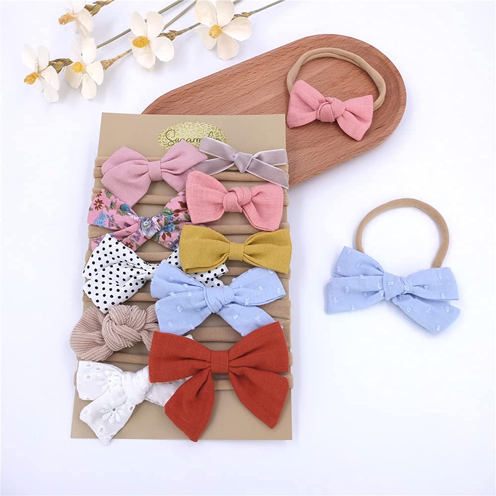 Baby Headbands with Bows for Newborns & Toddlers - Soft Elastic Nylon Hair Accessories for Girls | Perfect for Photoshoots, Birthday Parties & Daily Outfits