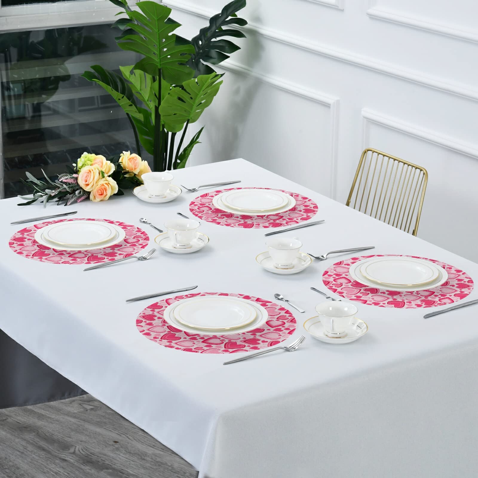 4 Pack Heat-Resistant Washable Placemats for Kitchen & Dining - Non-Slip Table Mats for Everyday Meals, Parties & Holiday Gatherings