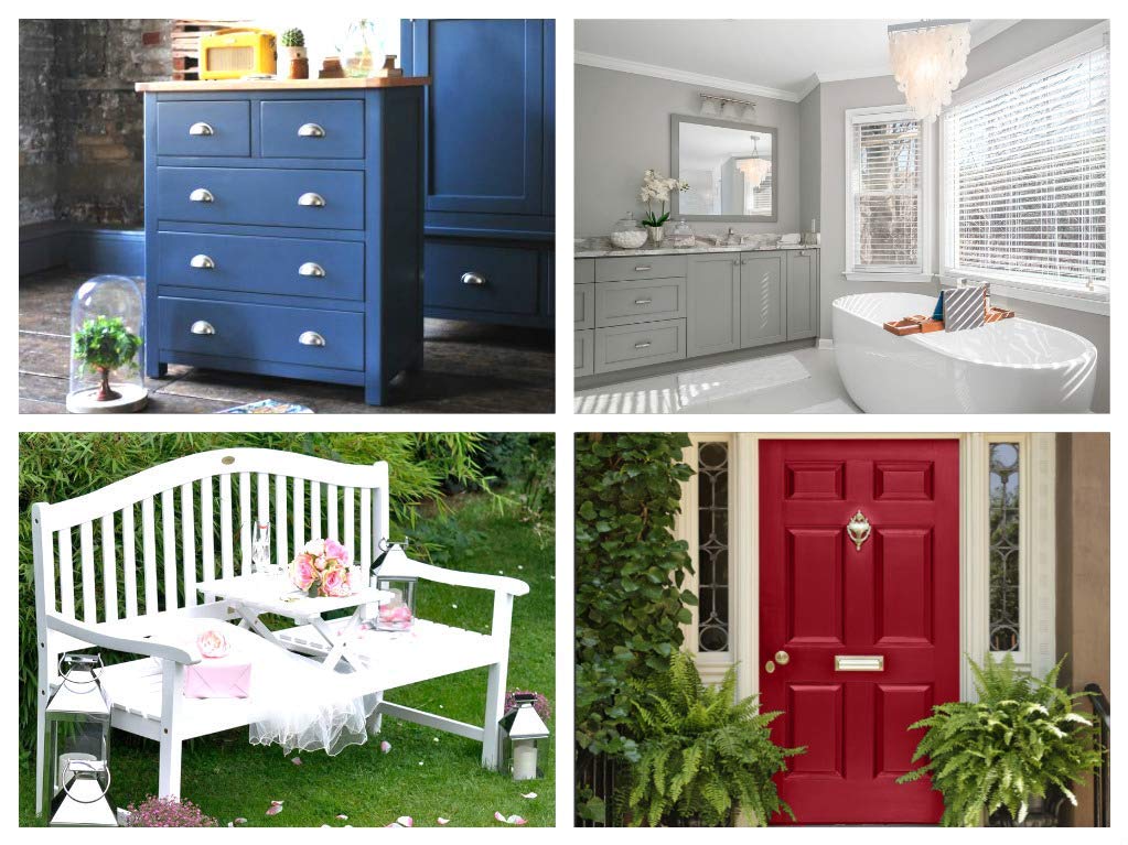 THE ONE Paint & Primer: Most Durable All-in-One Interior & Exterior Paint for Furniture, Cabinets, Doors, Walls - Fast Drying Water-Based Paint for Bathroom, Kitchen, DIY Projects (Blue, Satin Finish, 8.5oz) - Perfect for Home Renovation, Furniture Upcycling & Craft Painting