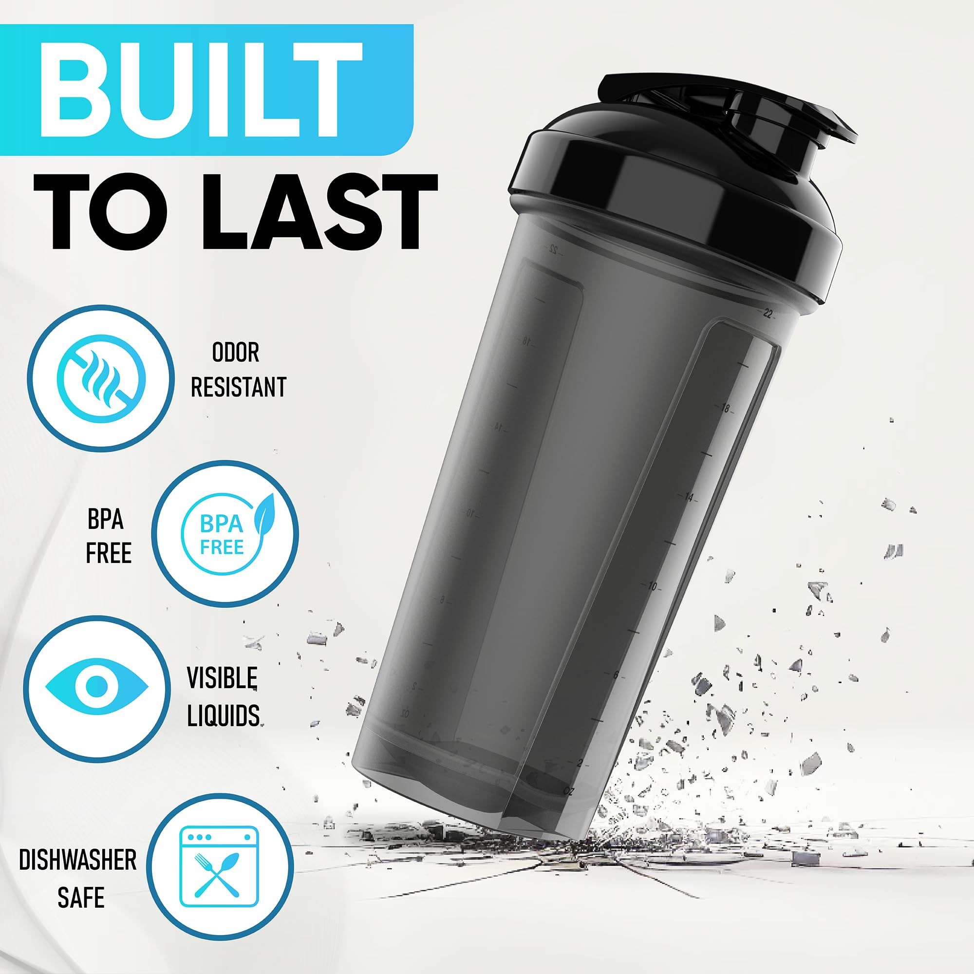 2 Pack 28oz Protein Shaker Bottles with 2 Mixing Balls - Leak Proof Portable Workout Shaker Cups for Whey Protein, Pre-Workout & Post-Workout Drinks - Ideal for Gym, Fitness & Sports Nutrition