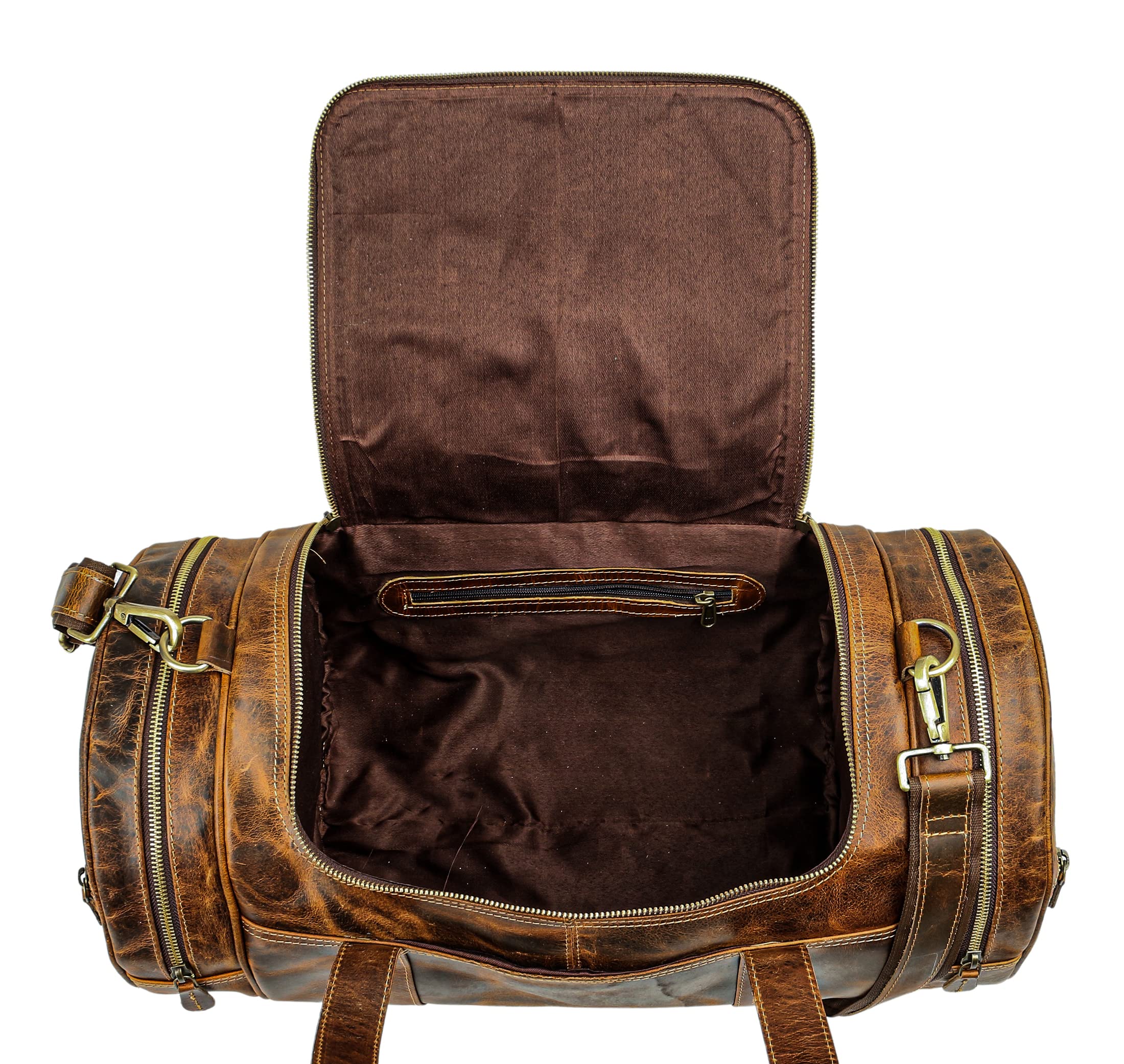 Tuzech 20-Inch Large Leather Duffel Bag - Travel, Gym & Airplane Approved Carry-On Luggage for Men & Women - Perfect for Weekend Trips, Business Travel & Sports Gear Storage