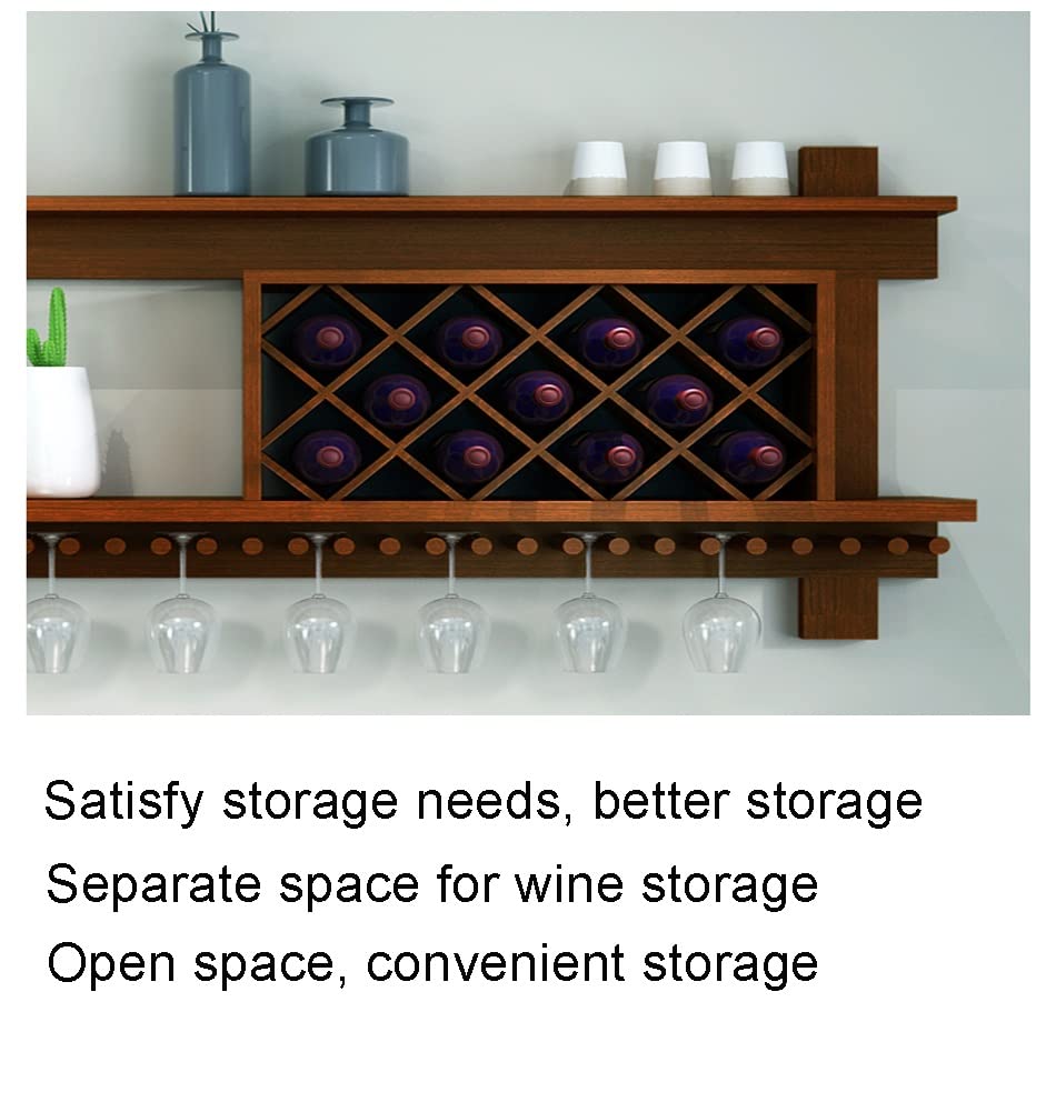Wall Mounted Wine Rack - Wooden Glass Holder for Kitchen & Bar Decor