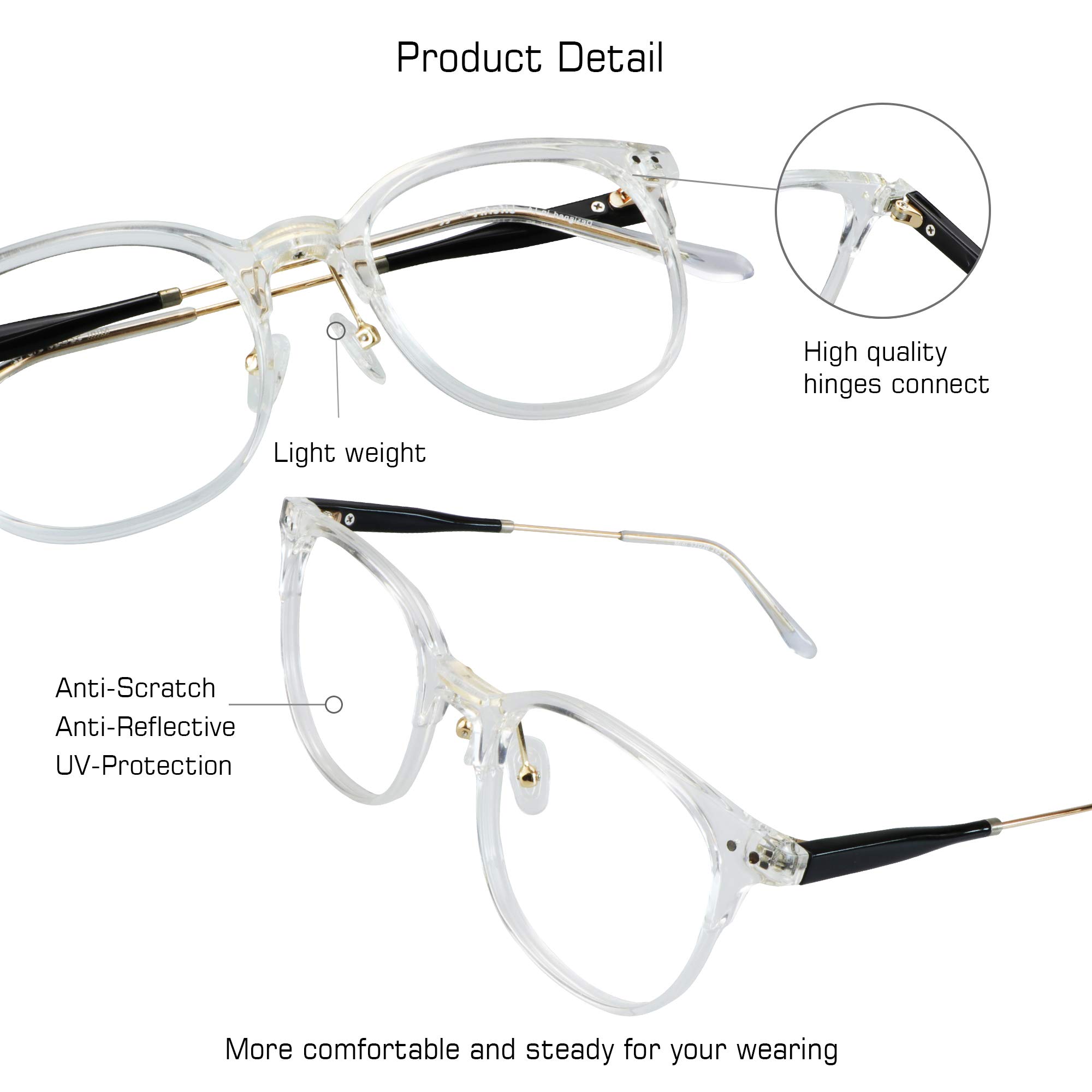VisionGlobal Blue Light Blocking Glasses for Women & Men - Anti Eyestrain Computer Glasses with Stylish Oval Frame - Perfect for Office Work, Gaming & Screen Time
