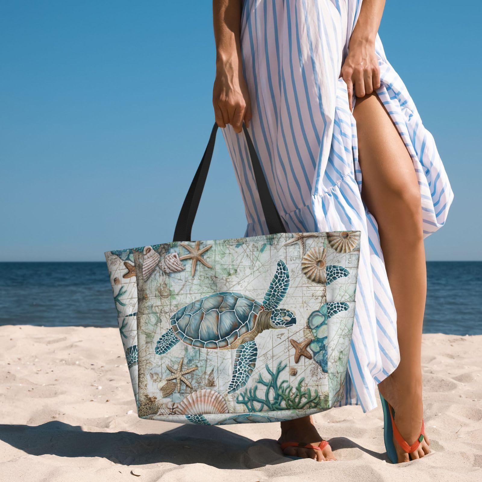Waterproof & Sandproof Beach Tote Bag for Women - Large Travel Tote with Wet Pocket - Perfect for Beach Vacations, Pool Days & Weekend Getaways