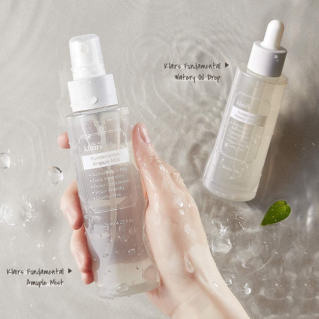 Dear Klairs 2 Step Fundamental Care Set - Hydrating Ampoule-Like Mist & Water-Based Drop for Moisturizing Skincare | Daily Hydration Routine for Dry & Sensitive Skin