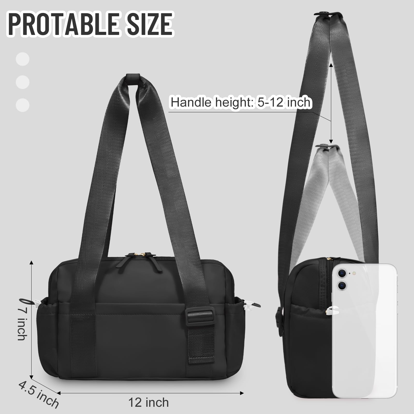 WOOMADA Waterproof Small Gym Bag for Women - Mini Duffle Bag with Wet Compartment for Workout, Yoga & Fitness - Sport Tote (Black) | Perfect for Gym, Travel & Sports Activities