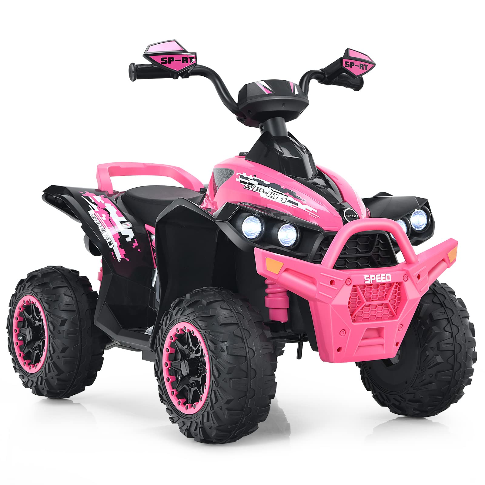 OLAKIDS 12V Ride On ATV Electric Toy Car for Toddlers - Battery Powered 4 Wheeler with LED Lights, Music & Horn - High/Low Speed & Soft Start - Perfect for Boys & Girls Outdoor Play & Backyard Adventures