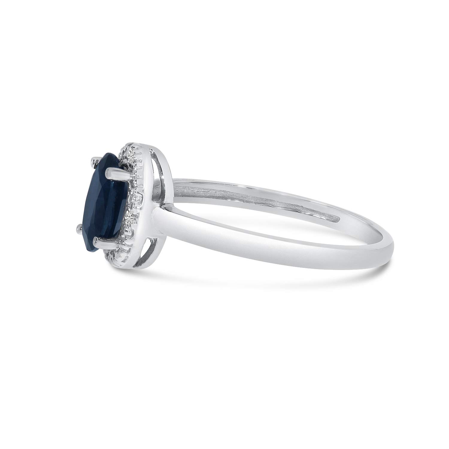 10K White Gold Oval Sapphire and Diamond Engagement Ring for Women - Perfect for Weddings, Anniversaries & Special Occasions