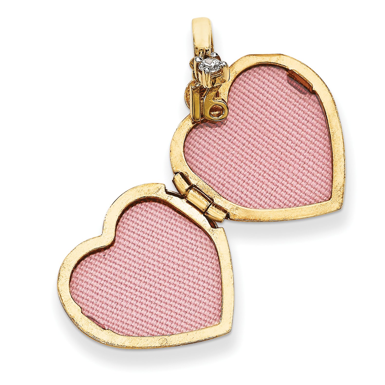 14K Yellow Gold Happy Birthday Charm Pendant with Number 16 & CZ Heart Locket (15x15mm) - Perfect for Birthdays, Graduation Gifts & Jewelry Collections