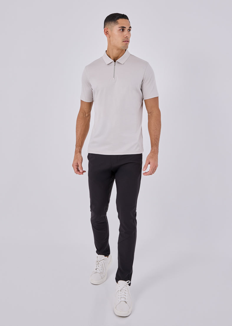 Men's Premium Mercerized Half-Zip Polo Shirt - Breathable & Stylish Casual Wear for Work, Golf & Outdoor Activities