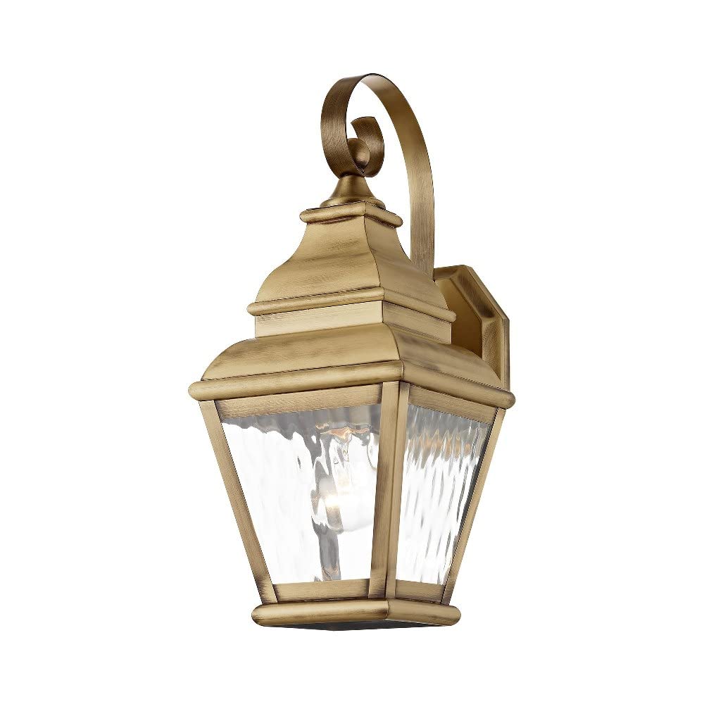 Livex Lighting 2601-04 Black Outdoor Wall Lantern with Clear Water Glass Shades - Weatherproof Exterior Sconce for Porch, Patio, Garden & Entryway Lighting