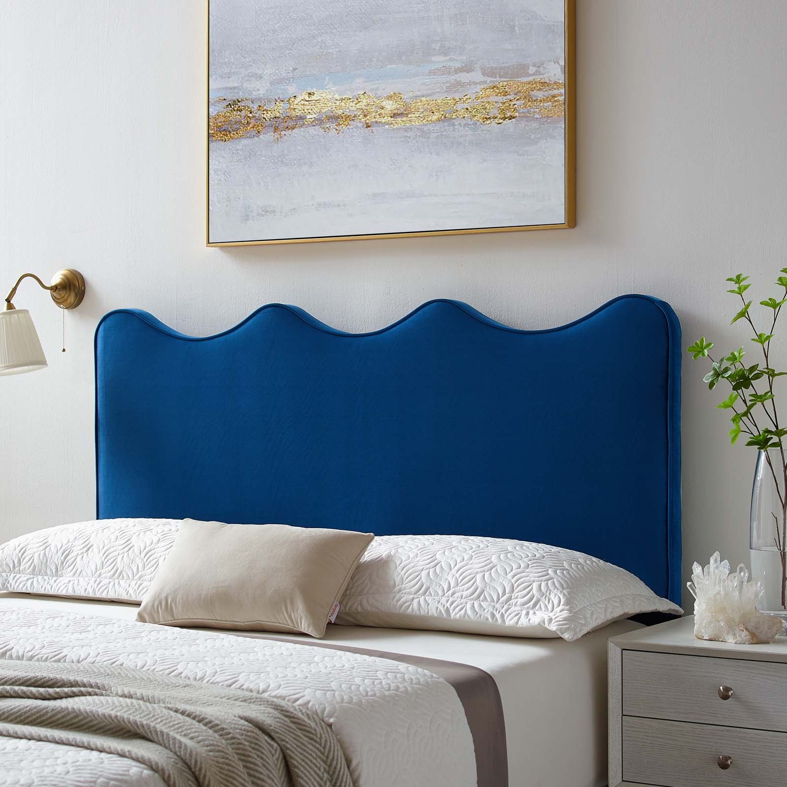 Athena Performance Velvet Upholstered Headboard - Queen Size Bed Frame Accent for Modern Bedroom Decor | Perfect for Master Bedroom, Guest Room & Apartment