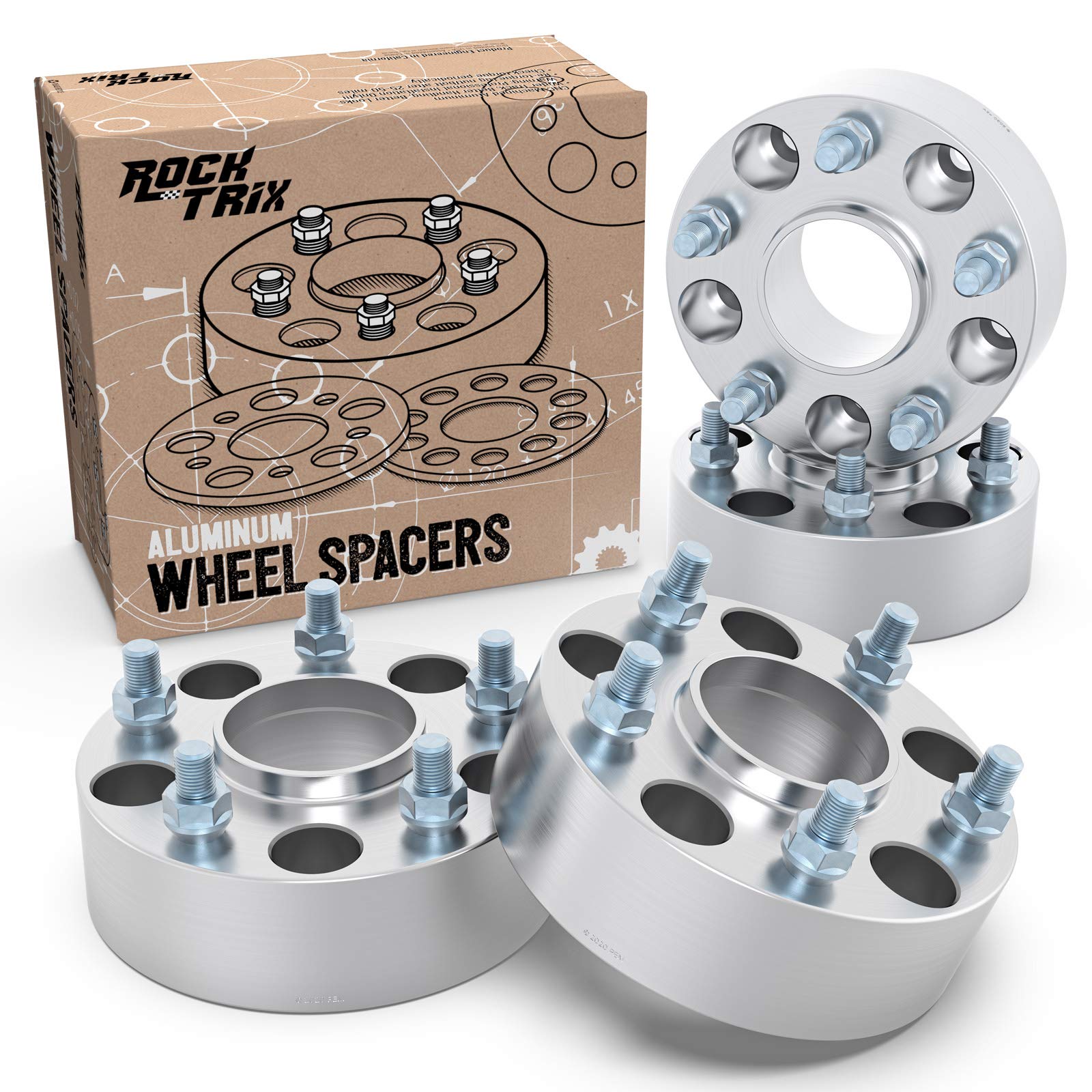 RockTrix 4-Piece 2-Inch Hubcentric Wheel Spacers 5x4.5 Bolt Pattern (71.5mm Bore, 1/2x20 Studs) - Compatible with Jeep Cherokee XJ, Grand Cherokee ZJ, Wrangler YJ/TJ, Liberty KJ/KK (38mm 5x114.3) - Perfect for Off-Roading, Lifting, and Custom Wheel Fitment