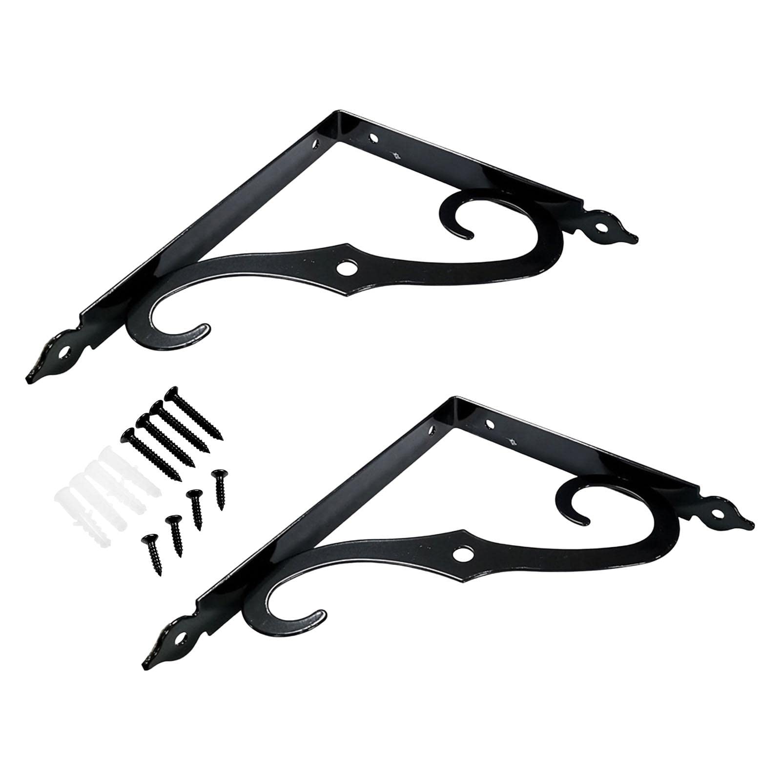 Floating Wall Shelf Brackets 2Pcs - Black 240x190mm for Bookshelf & Decor