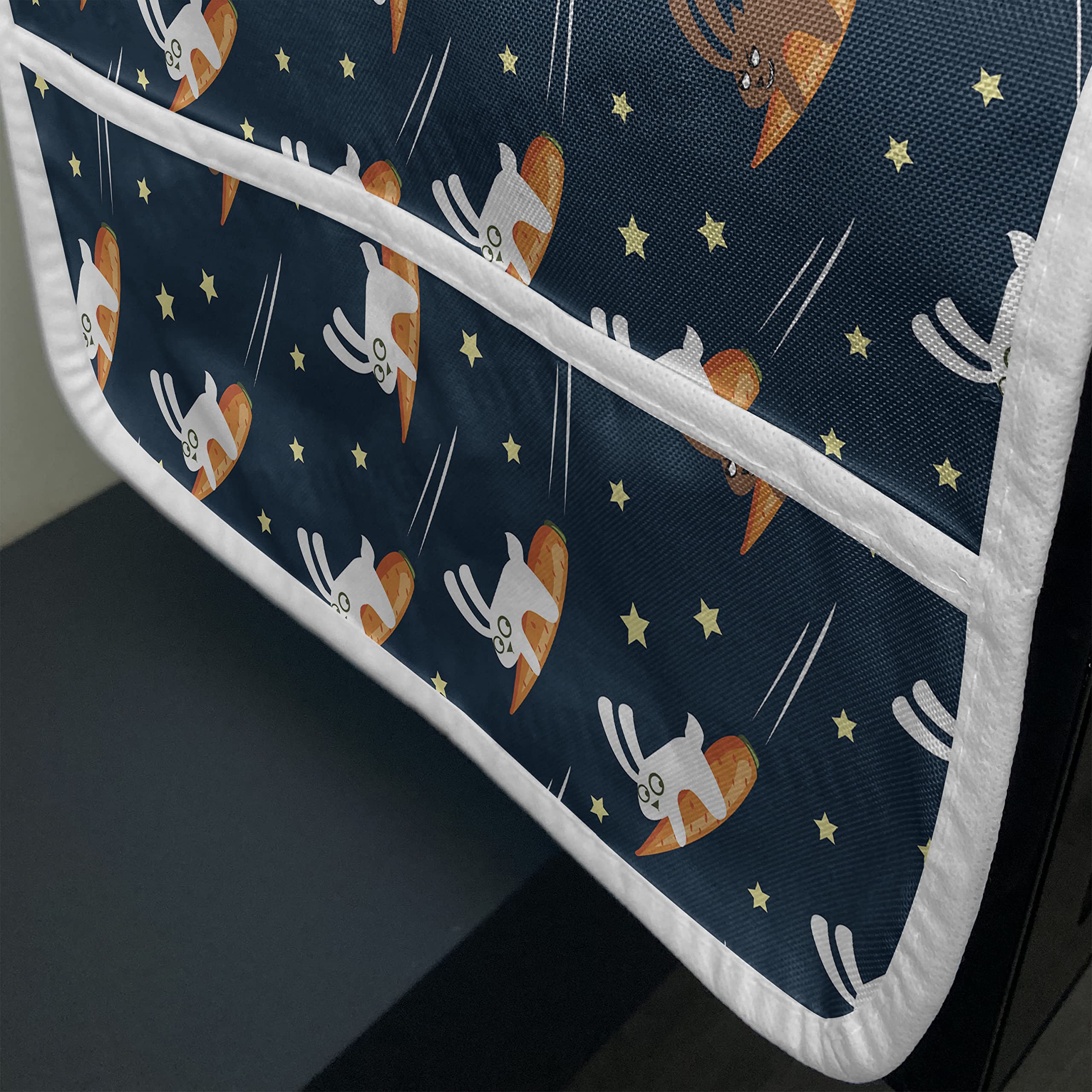 Ambesonne Funny Rabbits in Space Cartoon Microwave Cover - Water Resistant Kitchen Organizer with Pockets (36