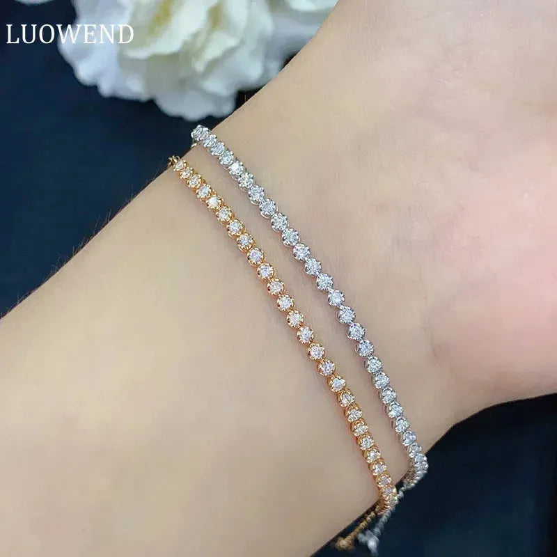 18K White Gold or Rose Gold Diamond Bracelet for Women - 0.46 Carat Natural Diamonds, Luxury Shiny Jewelry Gift for Anniversary, Birthday & Special Occasions