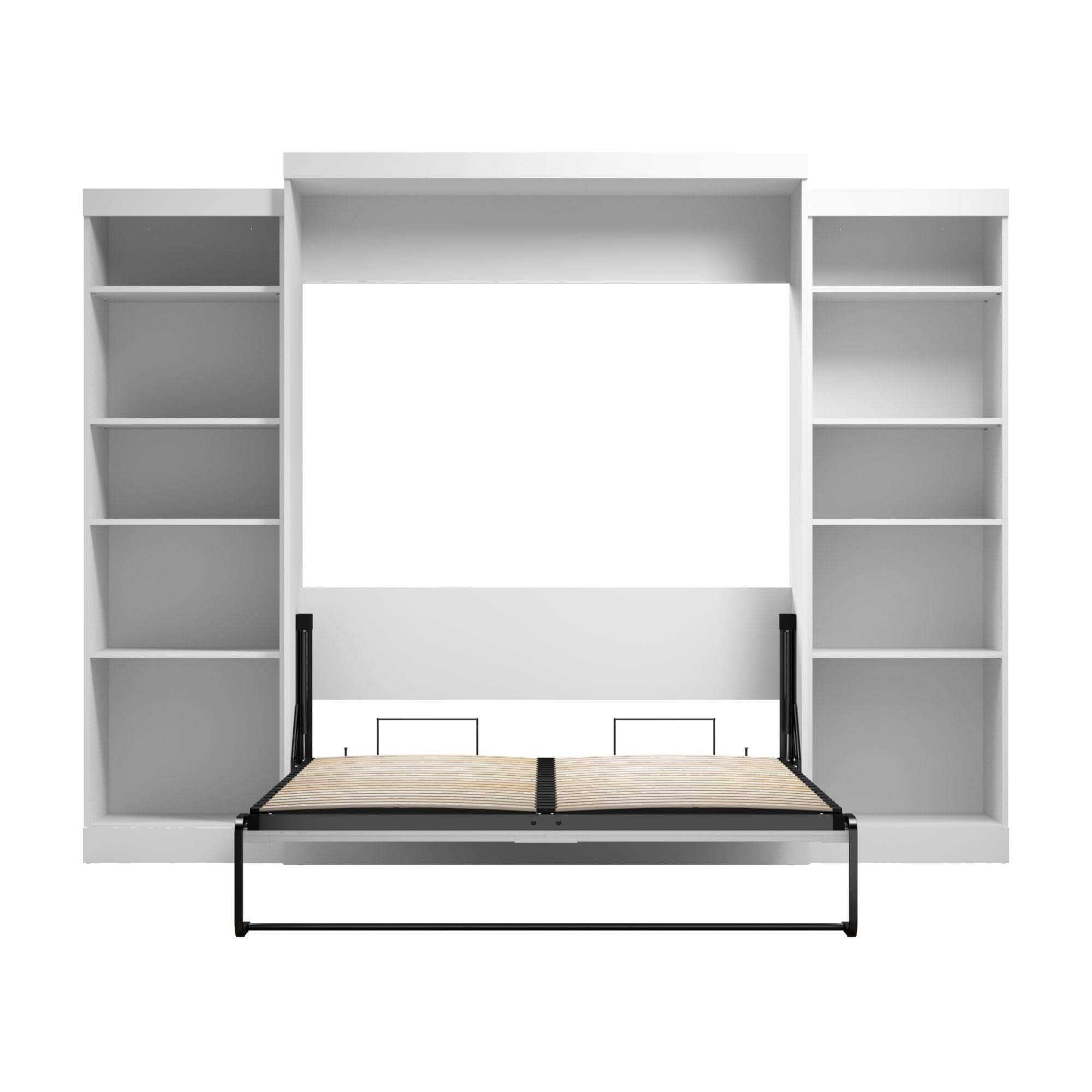 Pur Queen Murphy Wall Bed with 2 Storage Units (115W) - 7 Color Options | Space-Saving Foldable Bed for Small Apartments, Guest Rooms & Home Offices