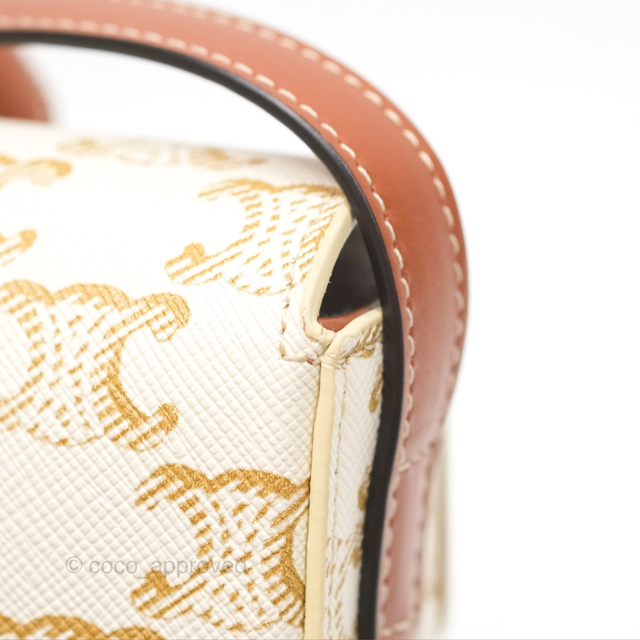 Celine Triomphe Shoulder Bag in White Calfskin & Triomphe Canvas - Elegant Crossbody Purse for Women, Perfect for Work, Date Night & Travel Accessories