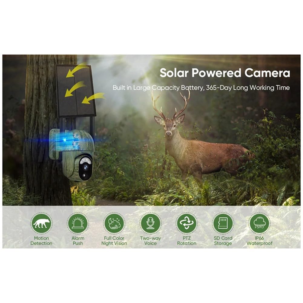 4MP 4G Solar Security Camera Wireless Outdoor - WiFi Human/Animal Detection with 2-Way Talk & IP66 Waterproof - Ideal for Home Security, Farm Monitoring, and Wildlife Observation