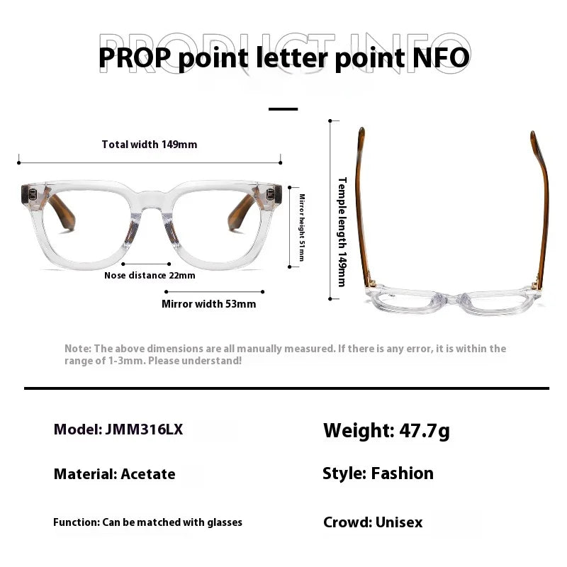 Aror Unisex Full Rim Square Thick Acetate Eyeglasses 842316 - Stylish & Durable Glasses for Men & Women - Perfect for Reading, Work, and Everyday Fashion