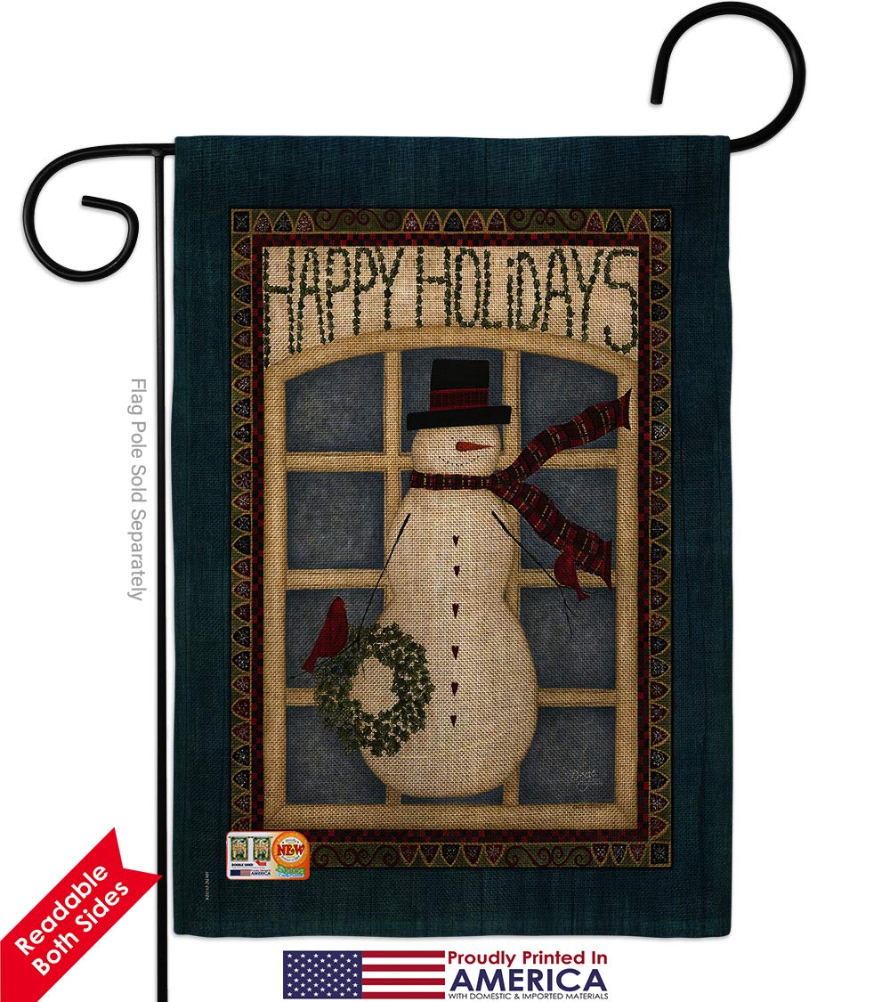 Snowman Burlap Garden Flag Set - Winter Decor for Yard & House