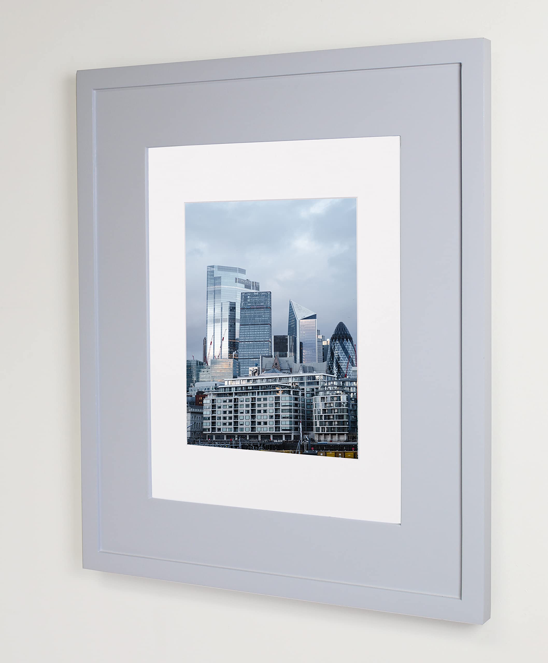 Fox Hollow Furnishings 14x18 Inch Recessed Medicine Cabinet - Solid Wood Concealed Picture Frame Bathroom Storage with Adjustable Shelves (Light Gray) | Wall-Mounted, No MDF, Made in USA | Perfect for Small Bathrooms, Powder Rooms & Vanity Areas