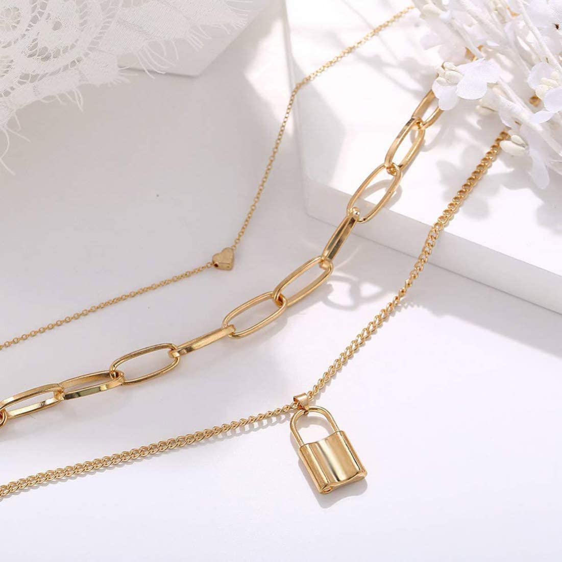 YouBella Sterling Silver Lock & Heart Pendant Necklace for Women & Girls | Elegant Layering Jewelry for Everyday Wear, Date Nights & Special Occasions