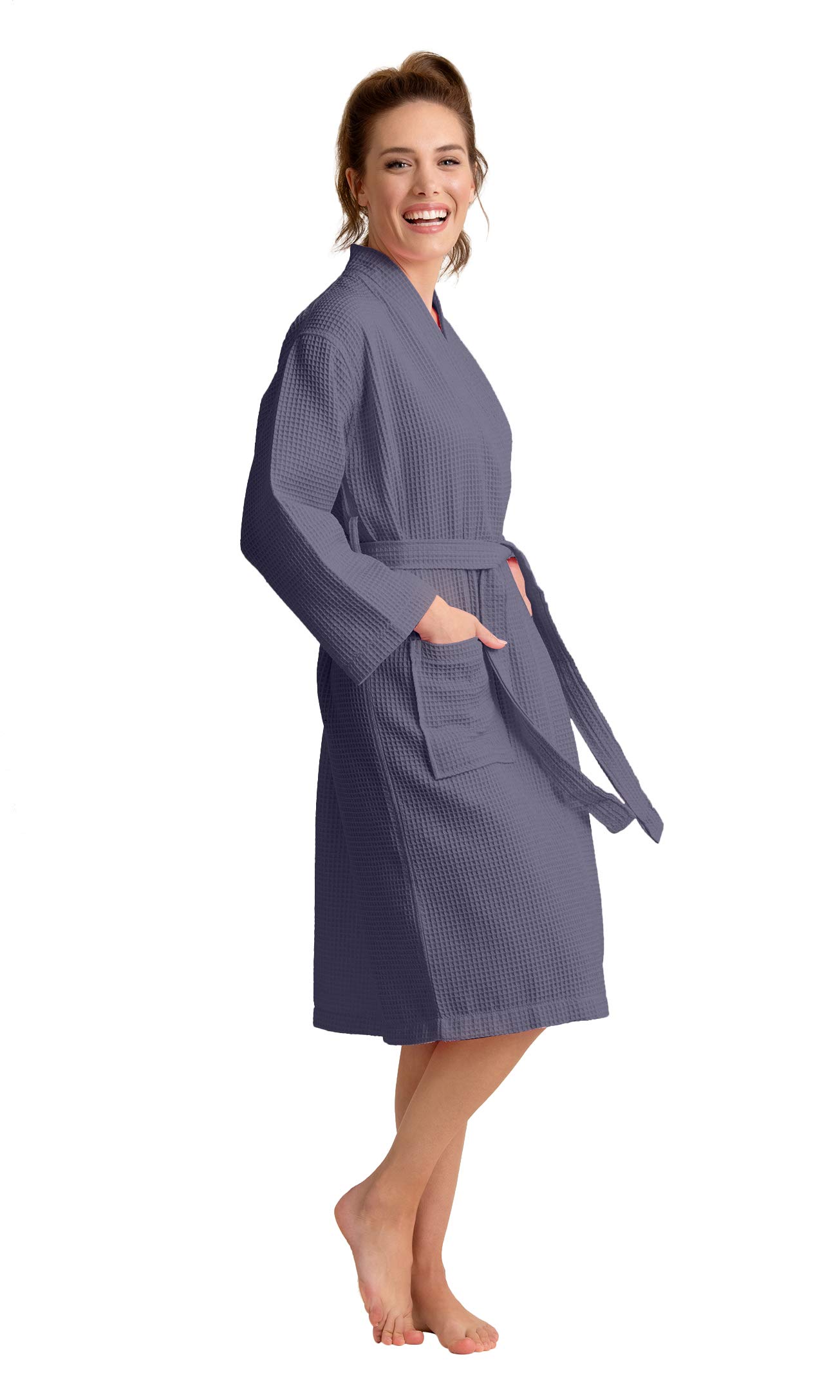 Luxurious Soft Absorbent Lightweight Long Kimono Waffle Spa Bathrobe for Women - Cozy Loungewear for Home, Spa Days & Relaxation