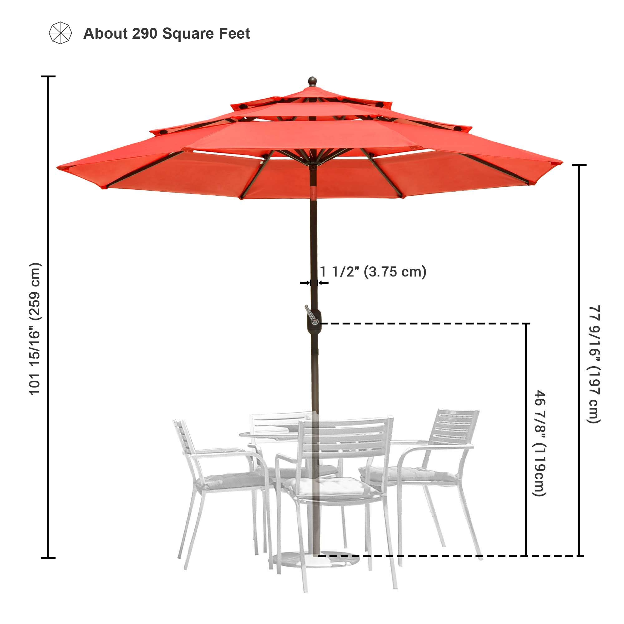 Yescom 10 Ft 3 Tier Patio Umbrella with Crank Tilt Mechanism & Protective Cover - Outdoor Shade Solution for Poolside, Garden, Hotel, and Restaurant Use