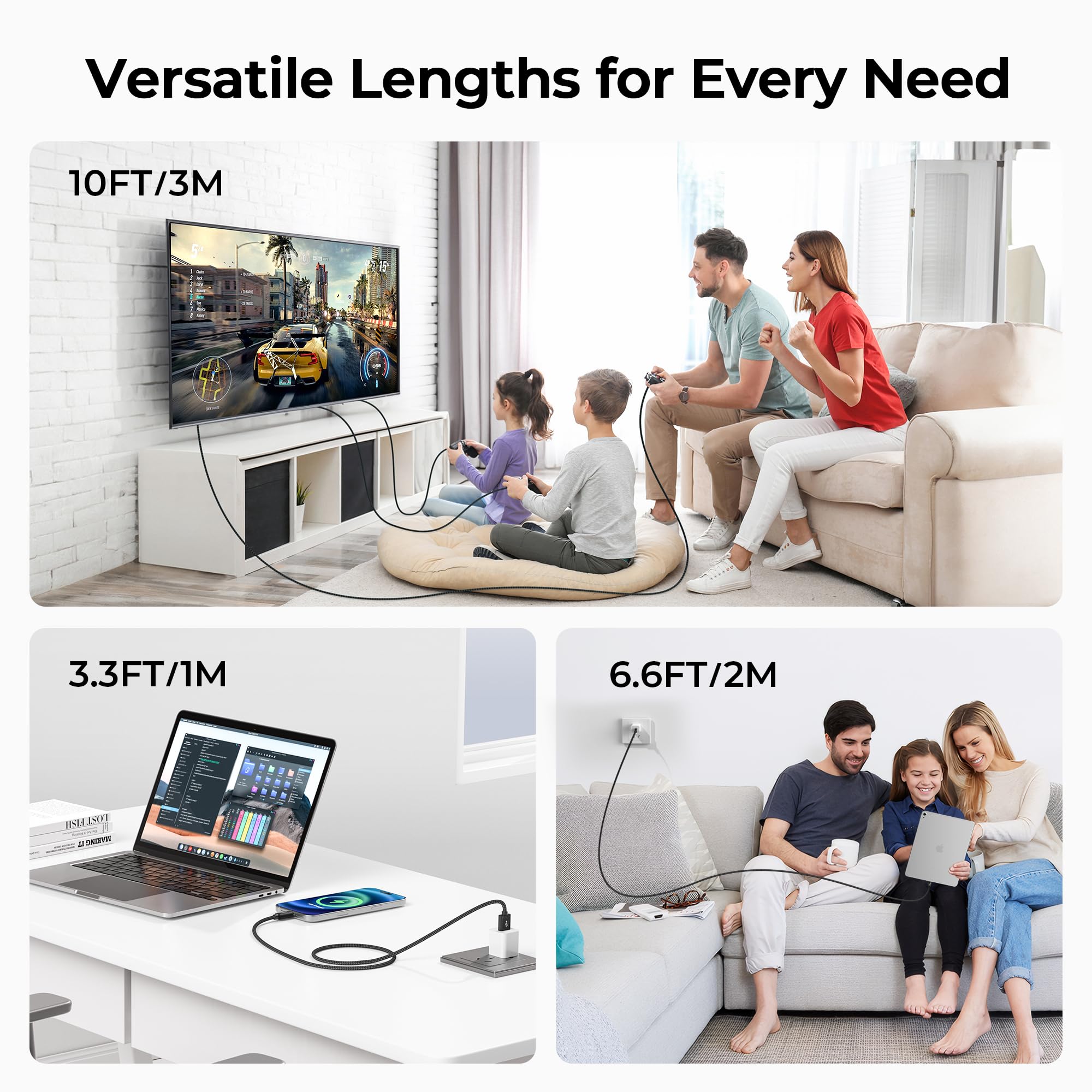 Premium USB-C Charging Cable for AirPods 4th Gen & AirPods Max 2024 | Fast Charge Cord for AirPods Pro 2nd Gen 2023 & iPhone 16/15 Pro Plus | 3.3FT 2-Pack | Perfect for Travel, Office & Home Charging