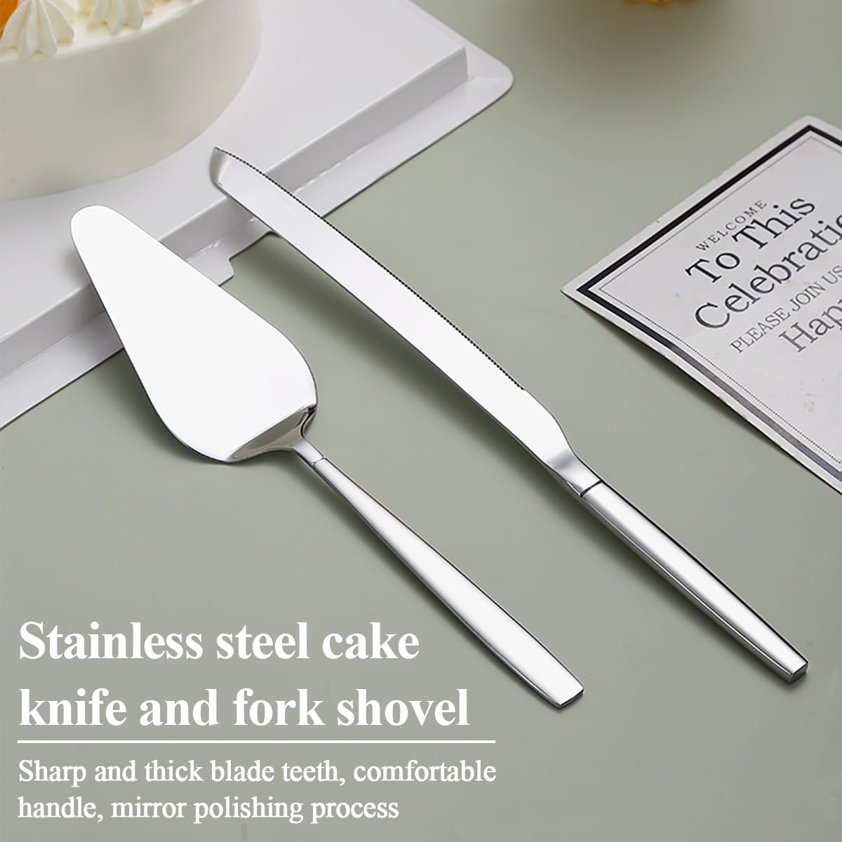Evanda Stainless Steel Wedding Cake Knife & Server Set - Elegant Cake Cutter & Pie Server for Wedding, Birthday, Anniversary & Everyday Use - Dishwasher Safe - Perfect for Cake Cutting, Dessert Serving & Party Celebrations