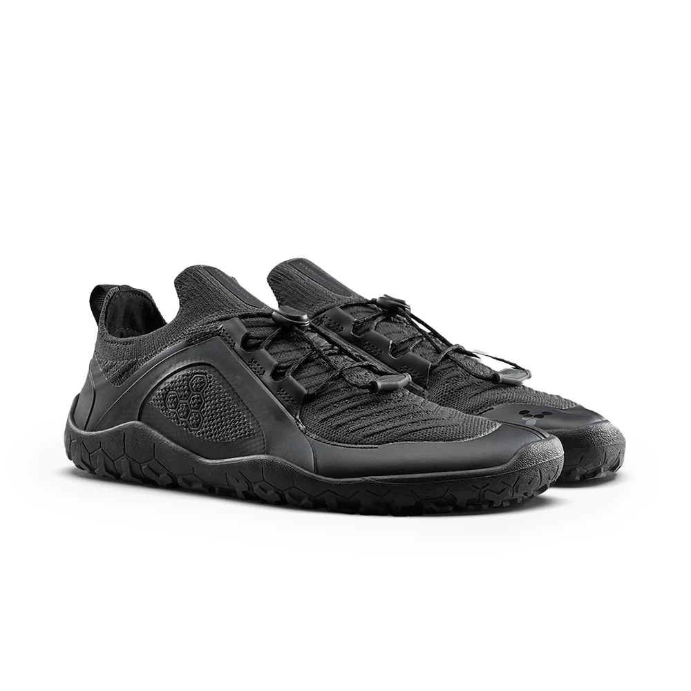 Vivobarefoot Primus Trail Knit FG Women's Hiking Shoes - Obsidian Color | Barefoot Trail Running & Outdoor Adventure Footwear for Women