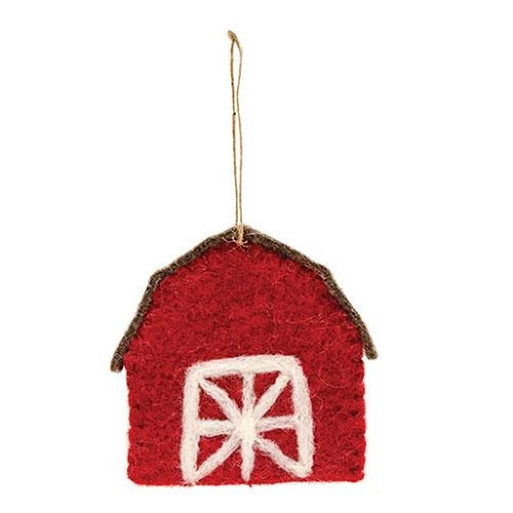Handmade Wool Felted Barn Ornament - Rustic Farmhouse Christmas Decor for Tree, Gift, or Country Home Decoration