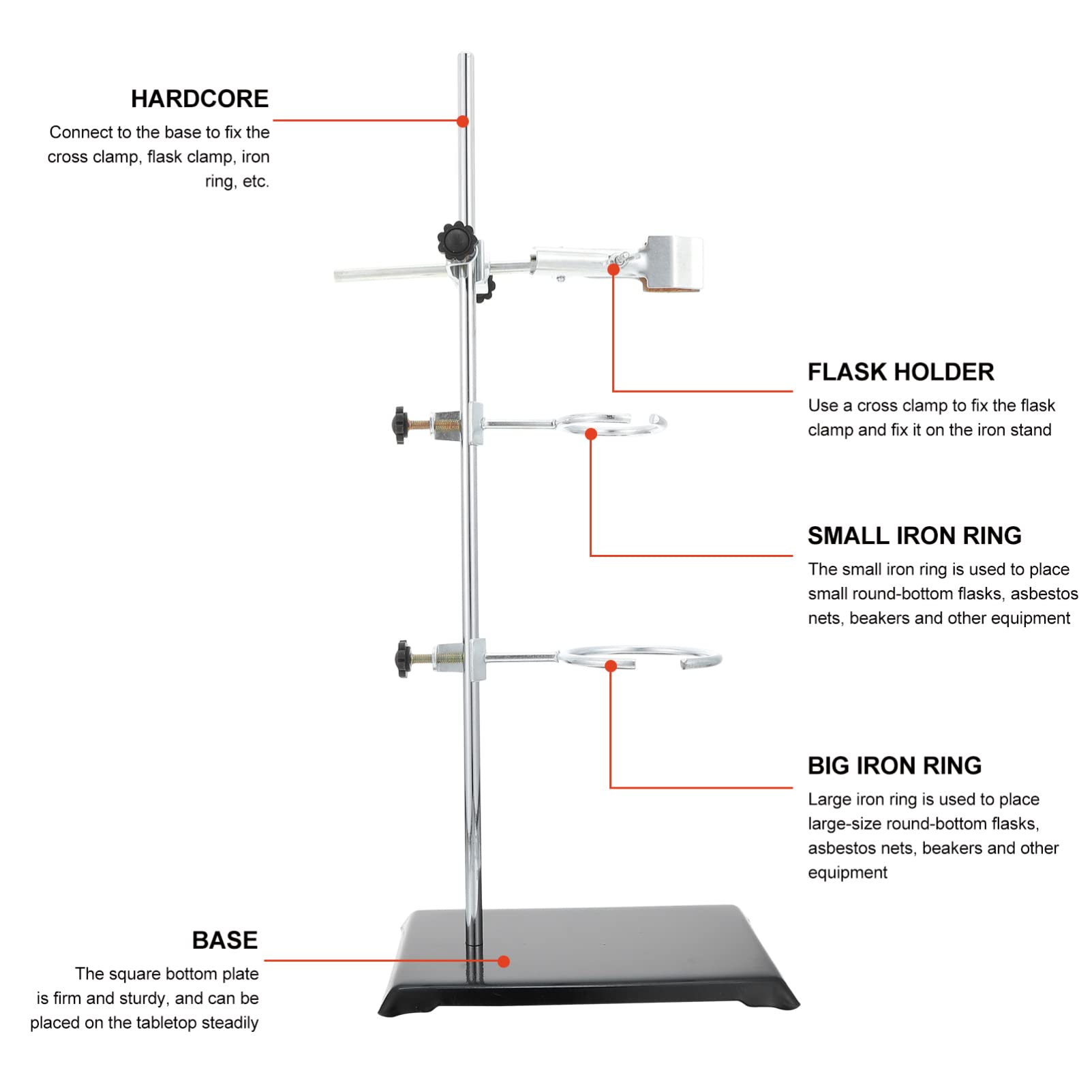 1pc Iron Stand Metal Rack for Laboratory - Heavy Duty Support Stand Rod with Clamp | Lab Equipment Kit, Retort Stand & Essential Supplies | Perfect for Chemistry Experiments, School Labs & Scientific Research