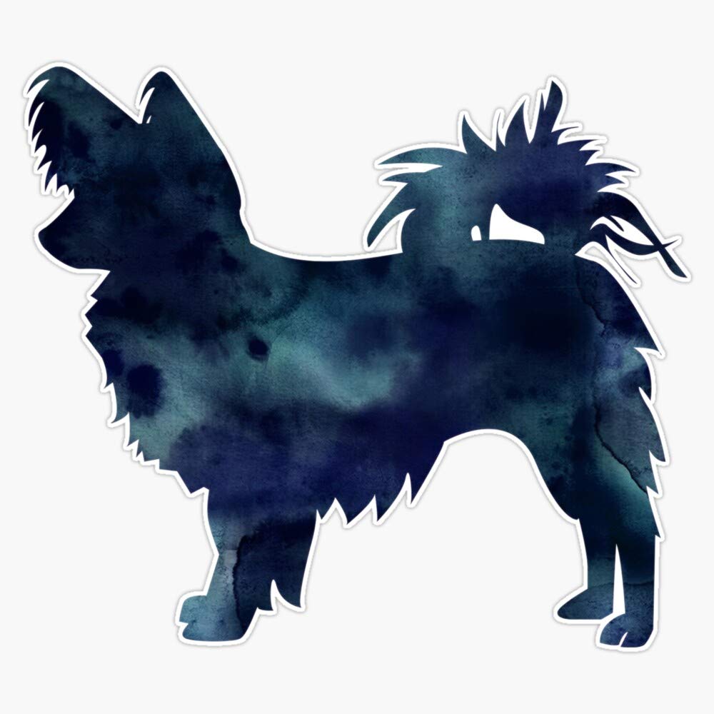Black Watercolor Papillon Dog Silhouette Vinyl Sticker - Waterproof Decal for Car, Laptop, Wall, Window & Bumper - 5 Inch Pet Lover Gift - Perfect for Dog Owners & Animal Enthusiasts