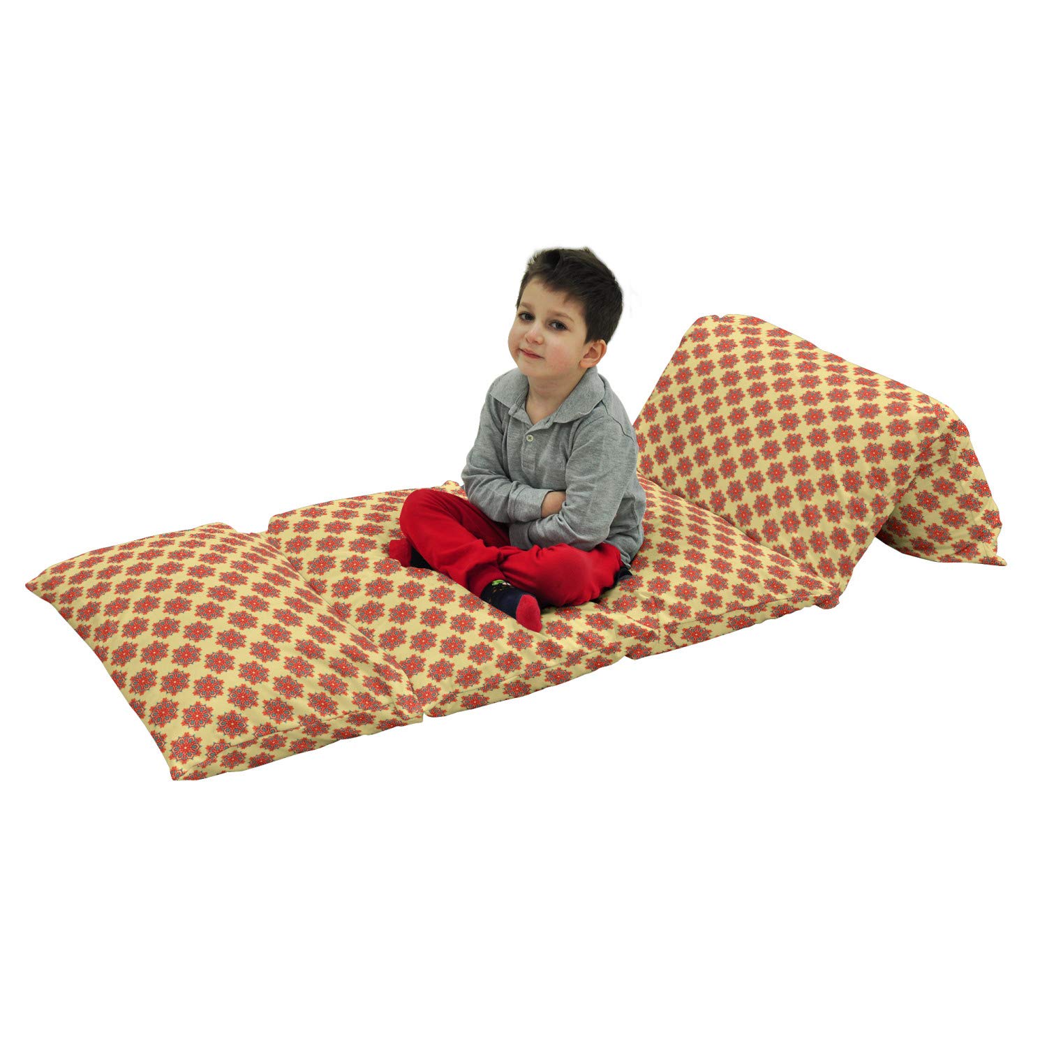 Ambesonne Mandala Floor Pillow Lounger Cover - Floral Bohemian Print with Traditional Symmetrical Design, 88