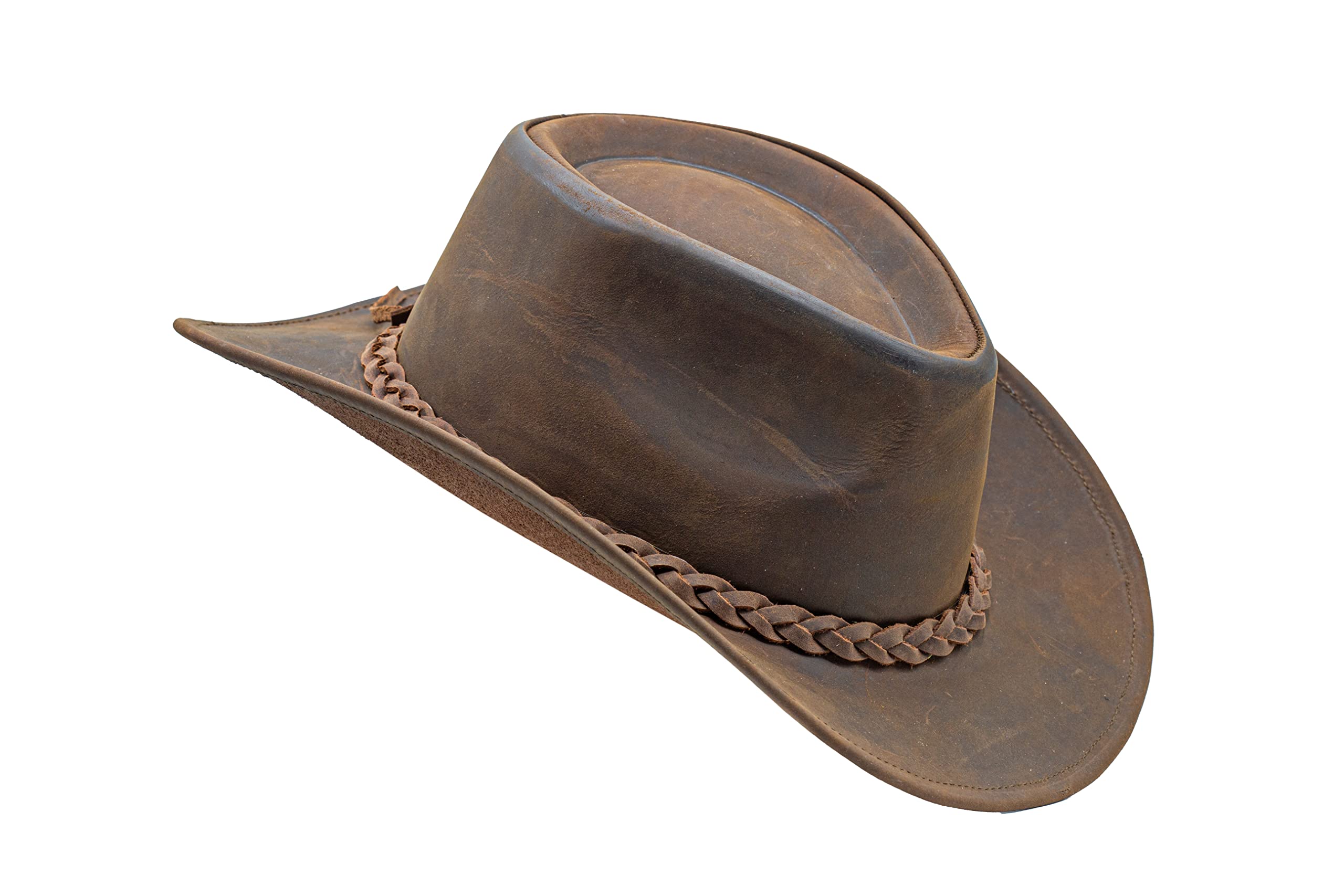 Premium Block Grain Leather Cowboy Hat for Men & Women - Adjustable Western Style, Durable Outback Hat for Riding & Outdoor Adventures | Perfect for Rodeo, Country Music Festivals & Ranch Work