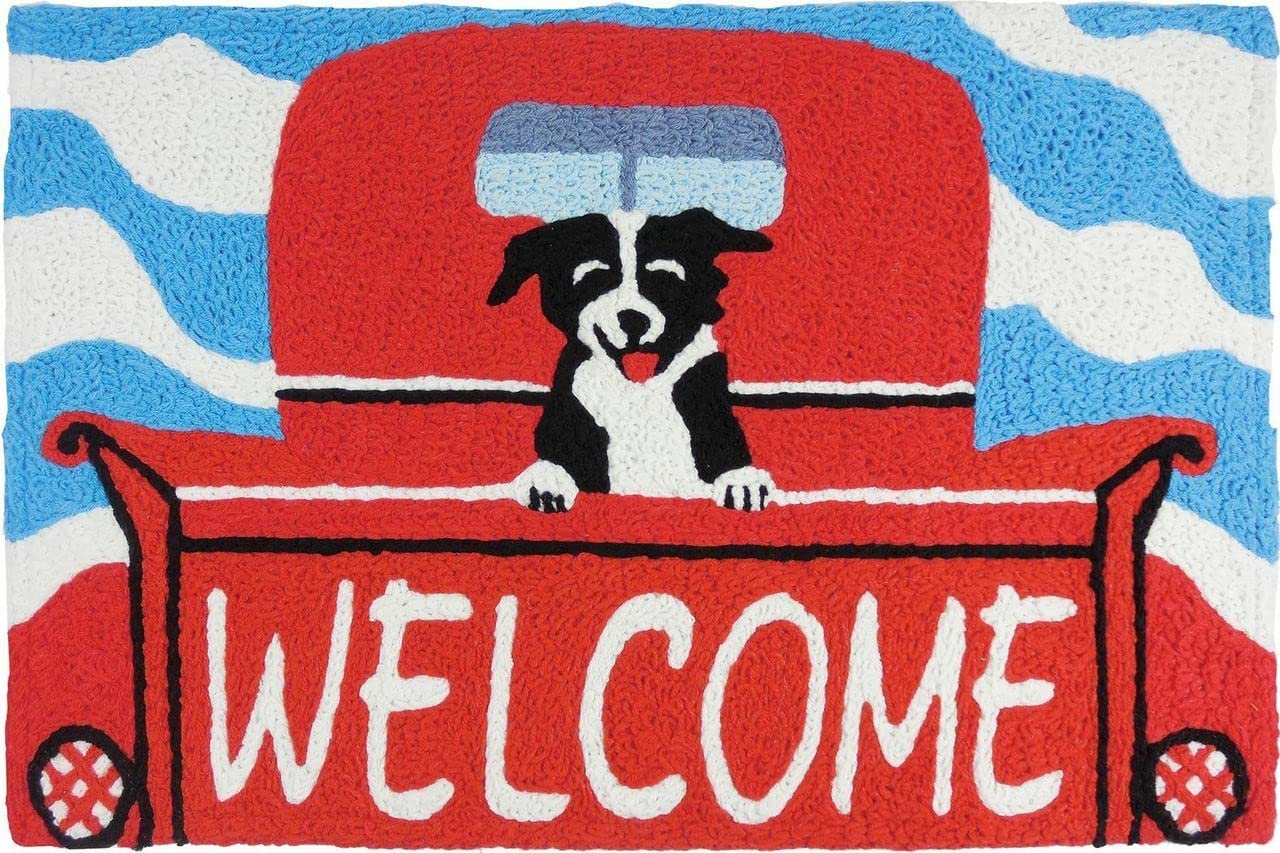 Jellybean Welcome Pup Accent Rug - Non-Slip Pet Doormat for Dogs, Cute Home Decor Entryway Mat - Perfect for Front Door, Porch, and Indoor Pet Areas
