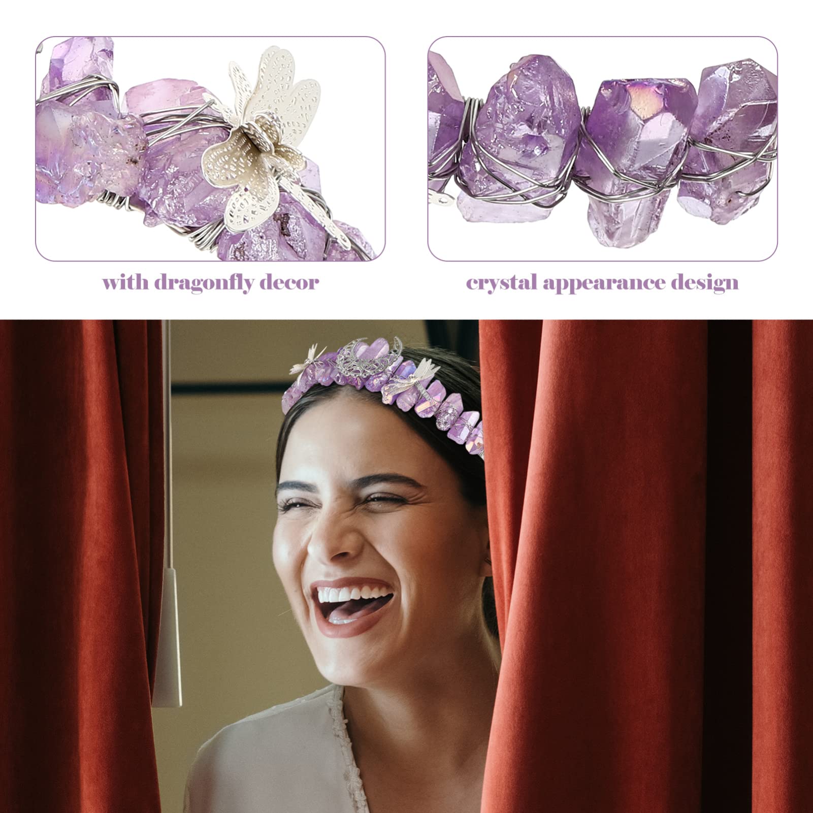 FRCOLOR Handmade Moon Mermaid Bridal Headband for Women - Wedding Tiara with Natural Stones & Crystals - Kids Hair Accessories for Prom, Pageant & Special Occasions