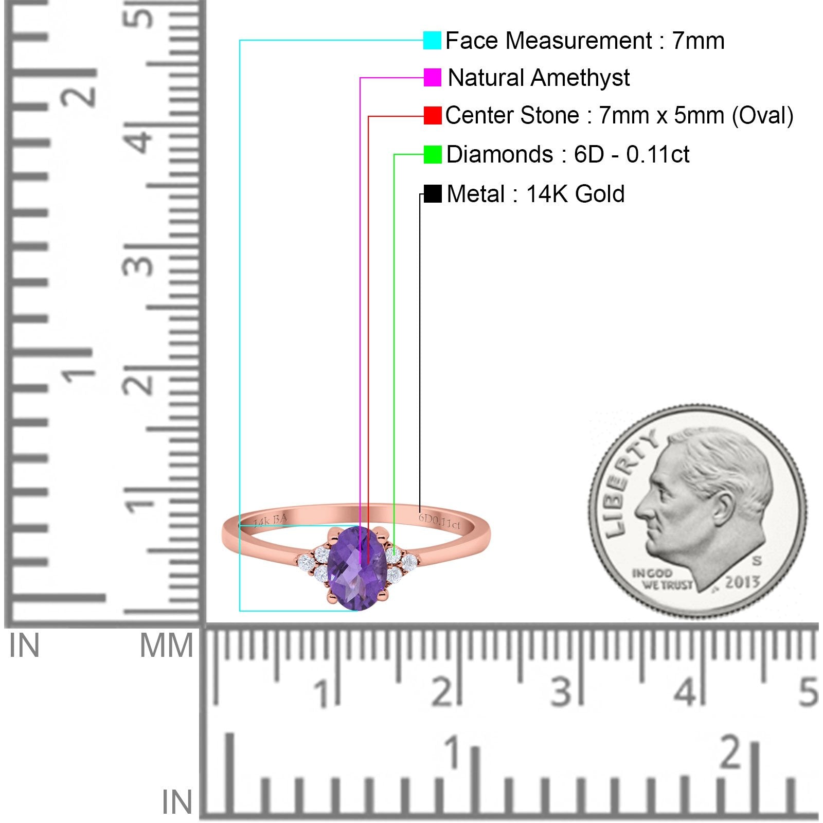 14K Gold 0.87ct Art Deco Oval 7mmx5mm G SI Diamond Engagement Ring for Women - Elegant Wedding Band, Anniversary Gift, Promise Jewelry for Brides & Fiancées
