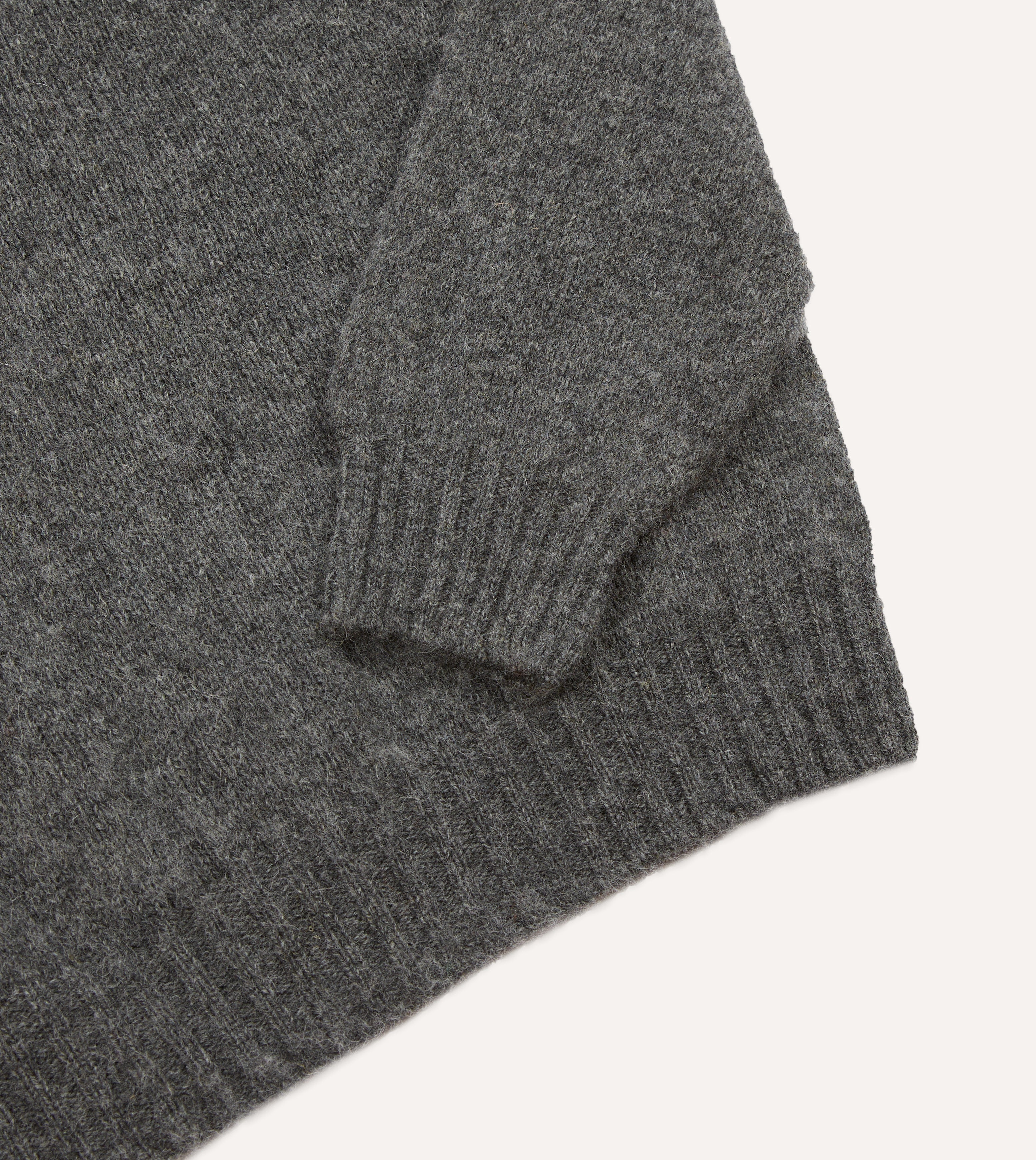 Charcoal Brushed Shetland Wool Crew Neck Sweater for Men - Warm Winter Knit Pullover for Casual & Office Wear