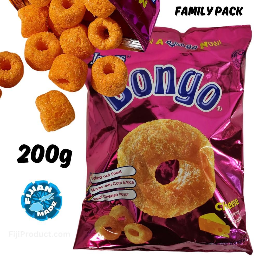 Bongo Cheese Flavor Snacks - Value Pack of 5 x 200g Bags | Authentic Pacific Islander Treat | Perfect for Parties, School Lunches & Movie Nights