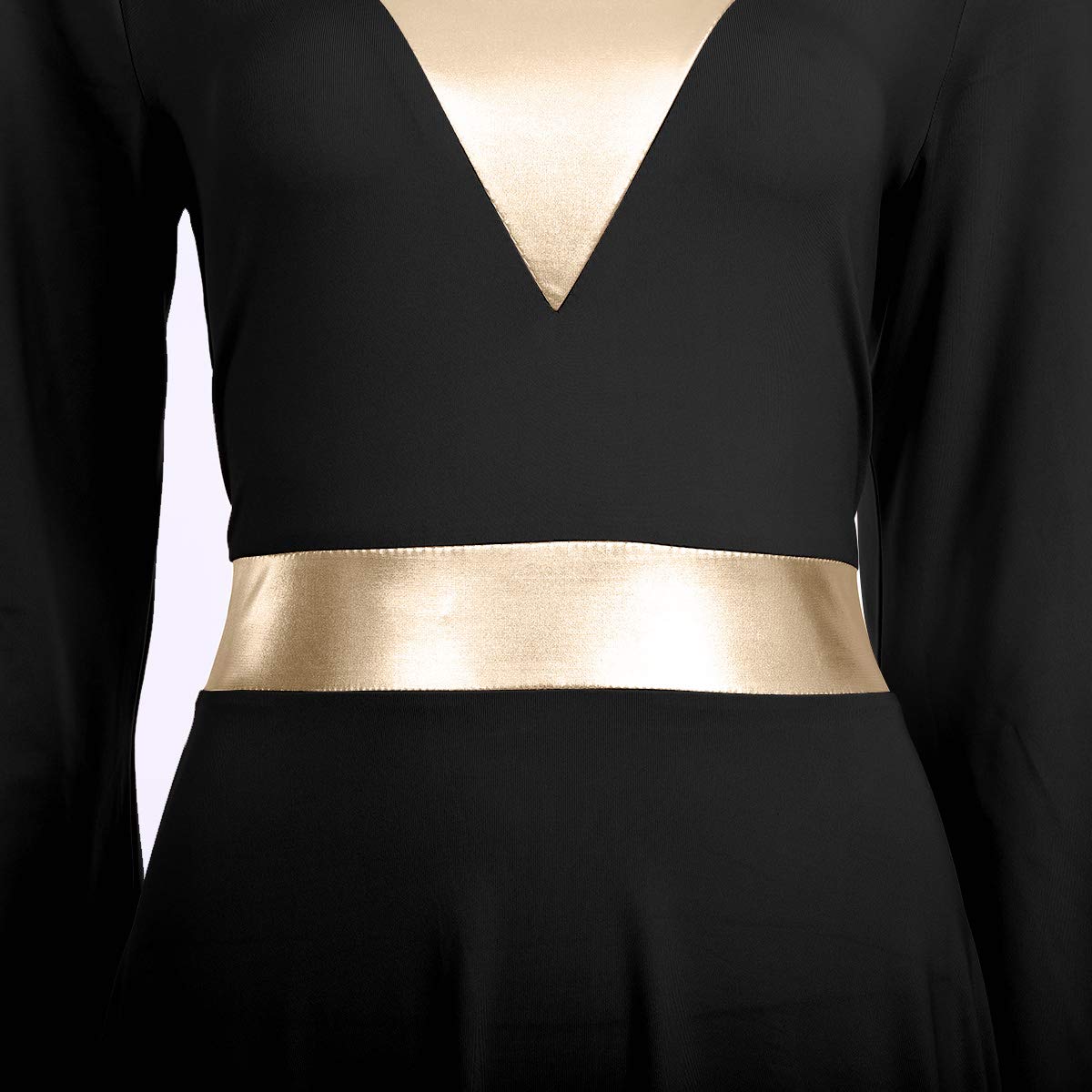 IMEKIS Women's Metallic Color Block Liturgical Dance Dress - Worship & Praise Costume for Church Performances & Special Events